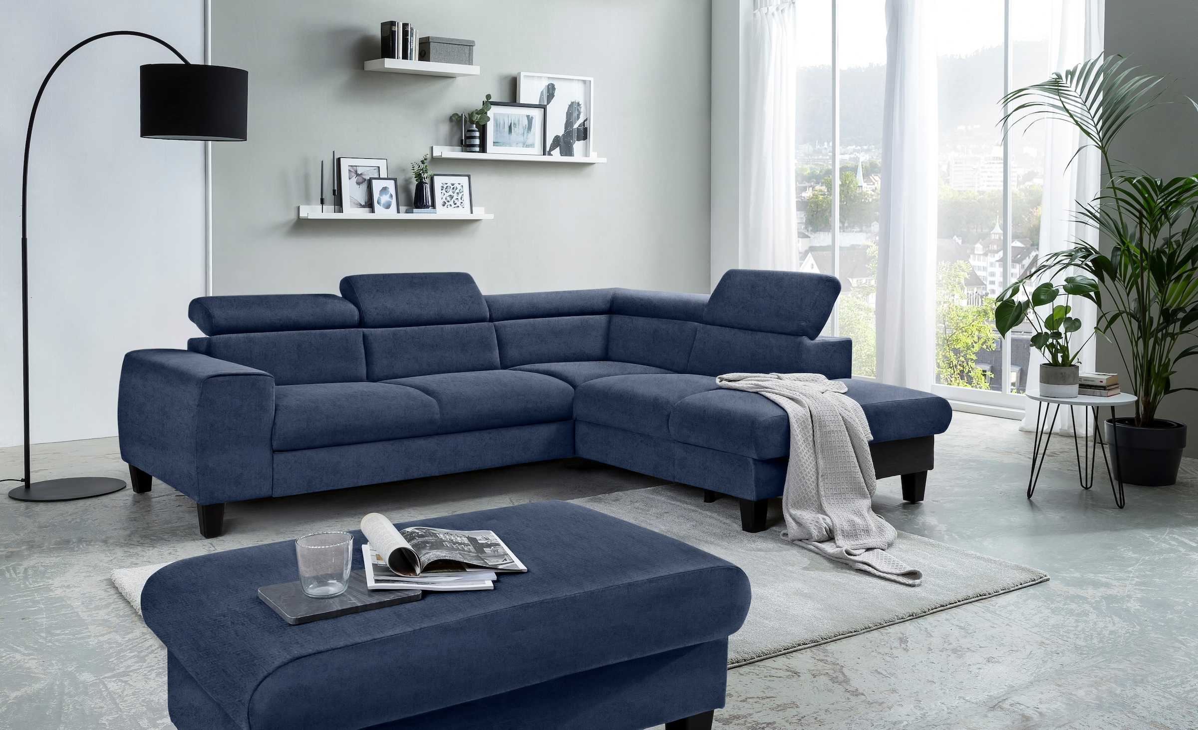 COTTA Ecksofa »Morven L-Form mit Kopfteilverstellung«, wahlweise mit Bettfunktion, Bettkasten & Wireless-Charger