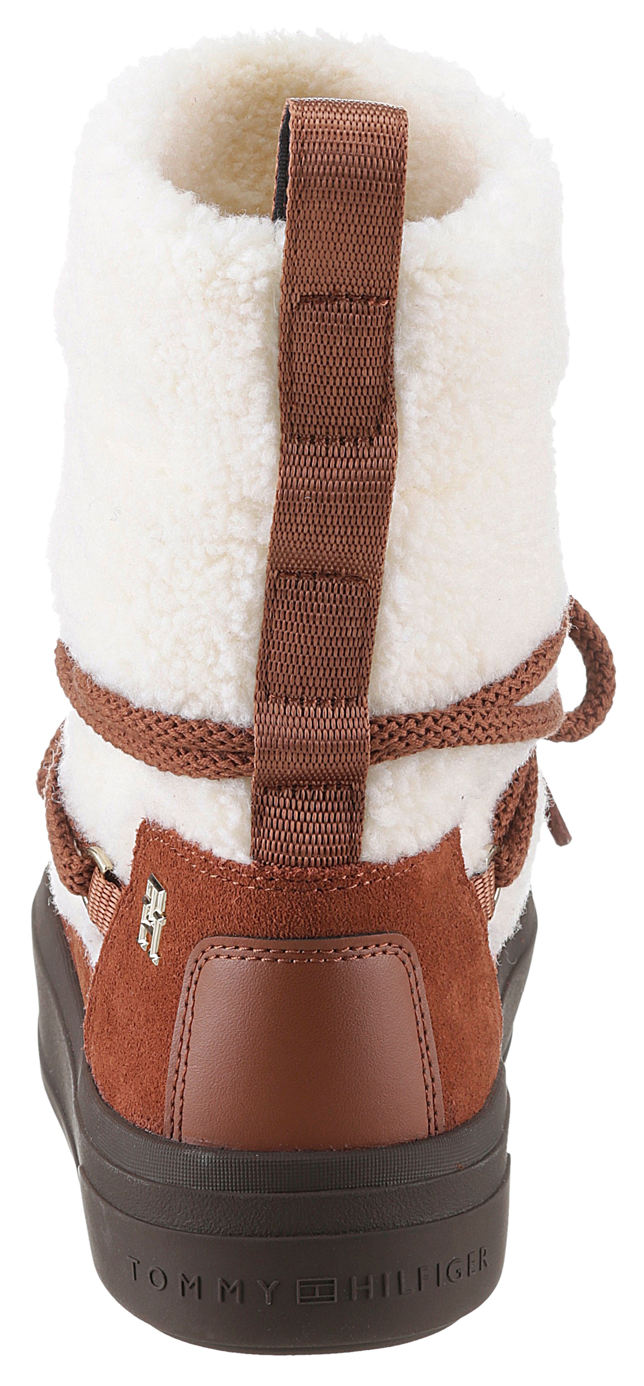 Tommy Hilfiger Snowboots »LACE-UP FAUX SHEARLING SNOWBOOT«, Plateau, Winterstiefel, Schneestiefel mit aufgesetzter Schnürung