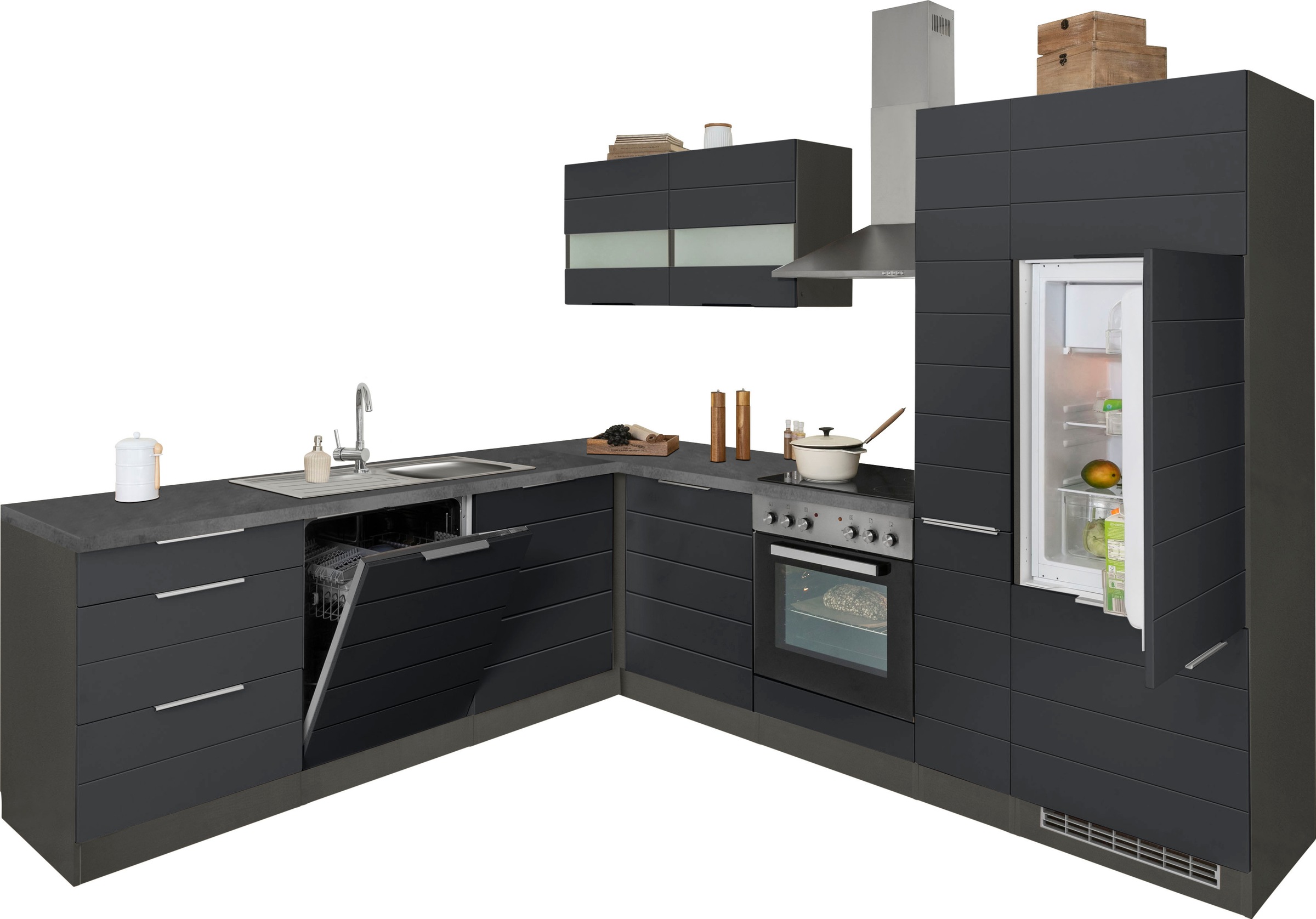 KOCHSTATION Winkelküche »KS-Luhe«, Stellbreite 240x270 cm, wahlweise mit oder ohne E-Geräten, MDF-Fronten