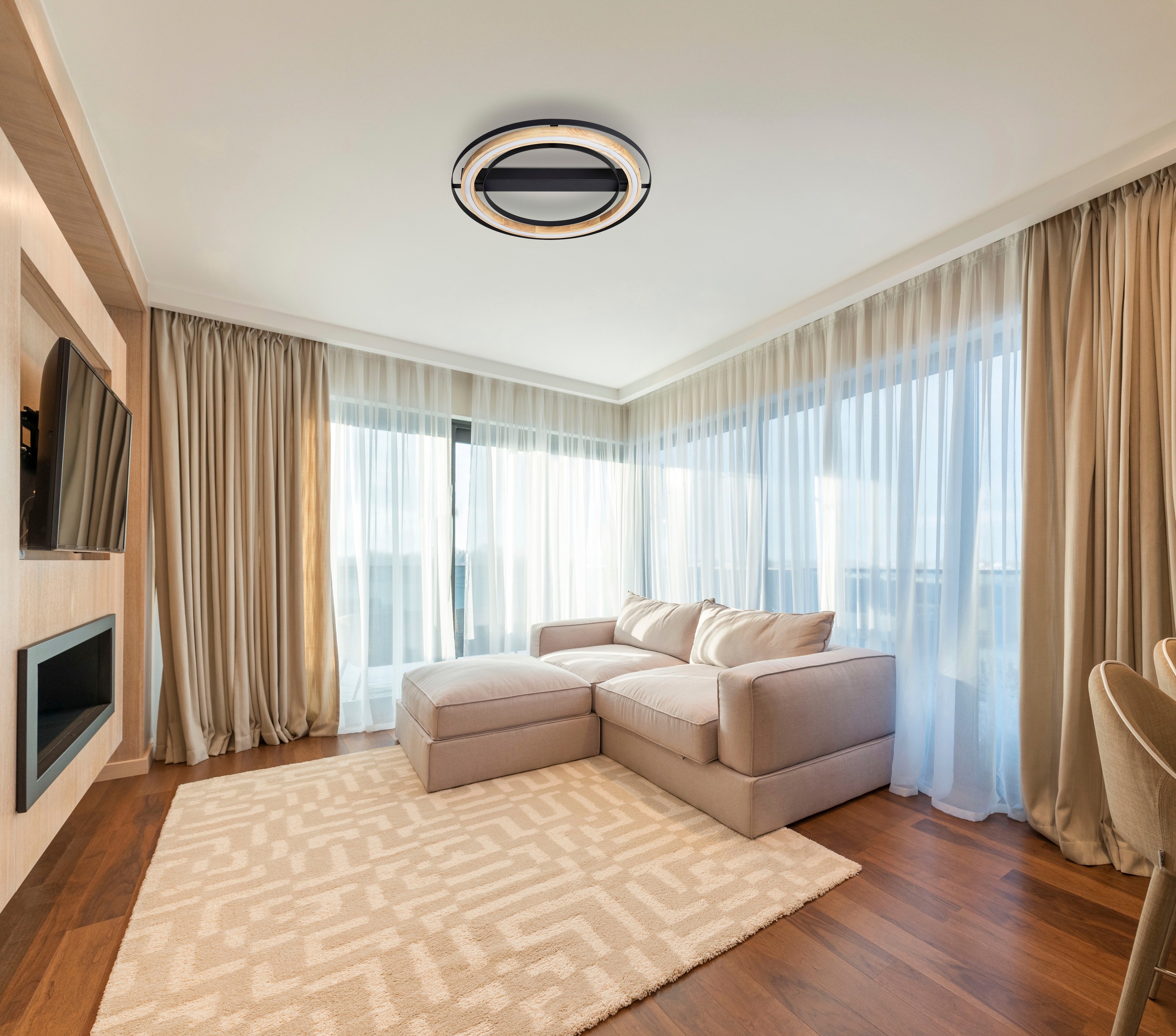 NOWA Deckenleuchte »RILAS« LED-Modul 4 Stk. Warmweiß Deckenlampe, Bambus, D günstig online kaufen