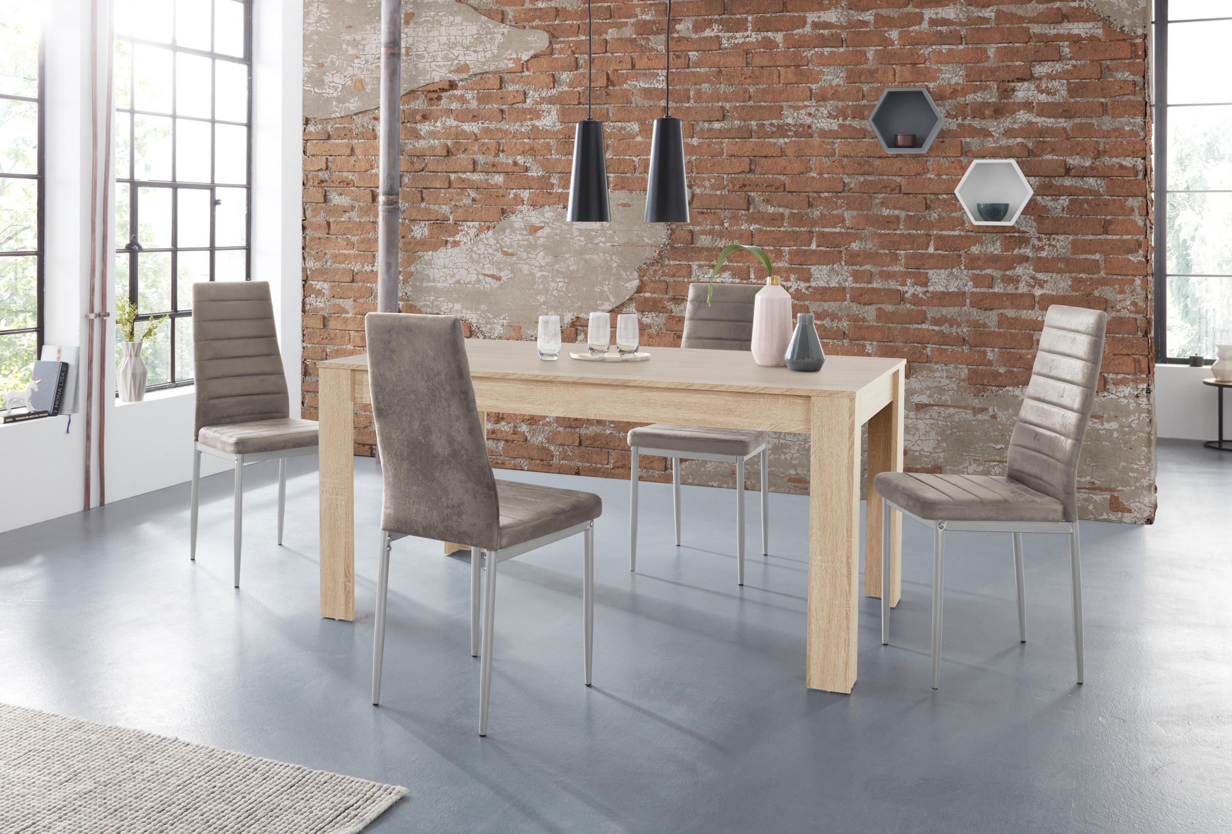 INOSIGN Essgruppe »Lynn160/Kate« Set, 5 Stk. tlg. Tisch mit 4 Stühlen, Bela günstig online kaufen