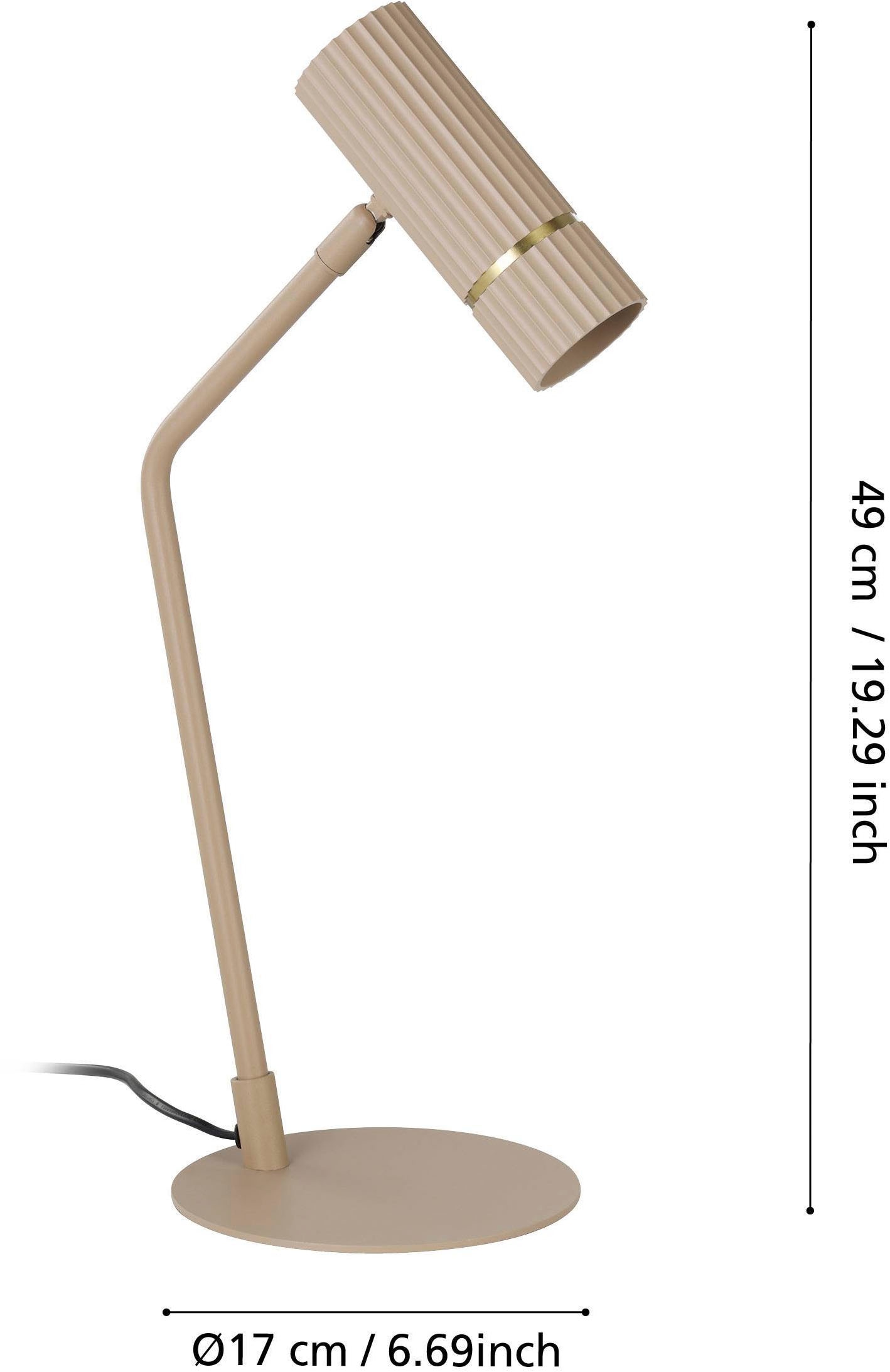 EGLO Tischleuchte »Caminia LED Tischlampe, beige und gold, GU10, Nachttischlampe mit Spot« GU10 1 Stk. Tischleuchte - L21 x B17 x H48,5 cm - 1X4,7W inkl.