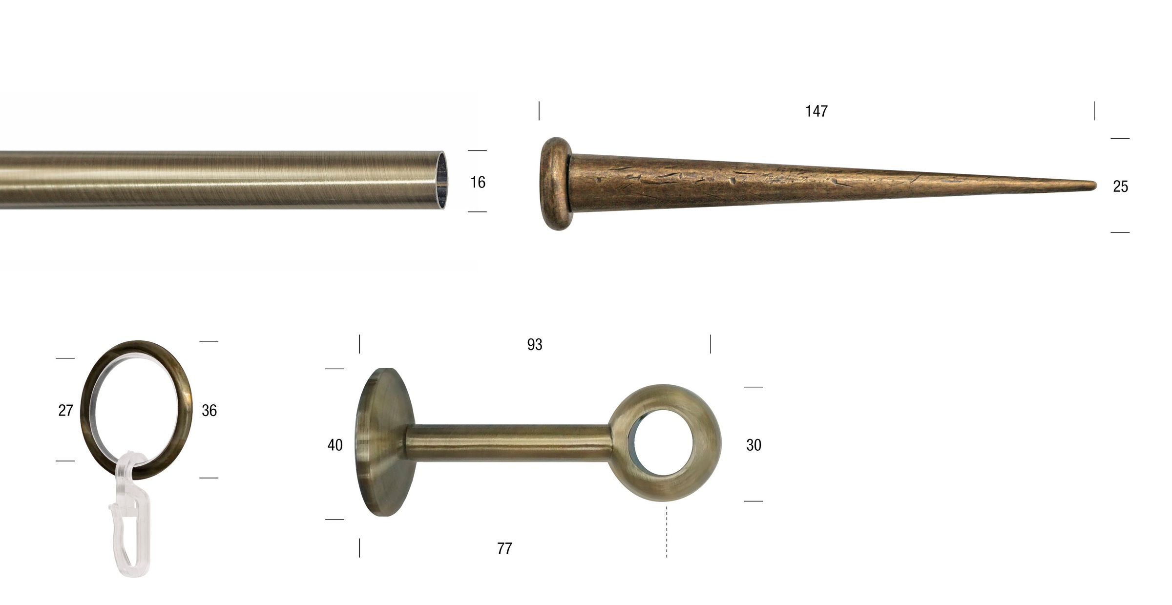 GARESA Gardinenstange »ESPERANCA«, 1 läufig-läufig, Wunschmaßlänge, rustikale Vorhanggarnitur, verlängerbar, Endknopf Spitze, m. Ringe