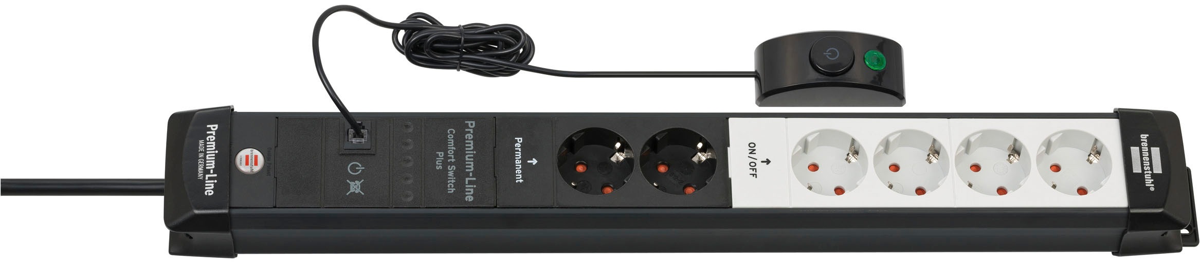 Brennenstuhl Steckdosenleiste »Premium-Line Comfort Switch Plus«, 6-fach, (Kabellänge 3 m), 2x permanent, 4x schaltbar, mit Hand-Fußschalter