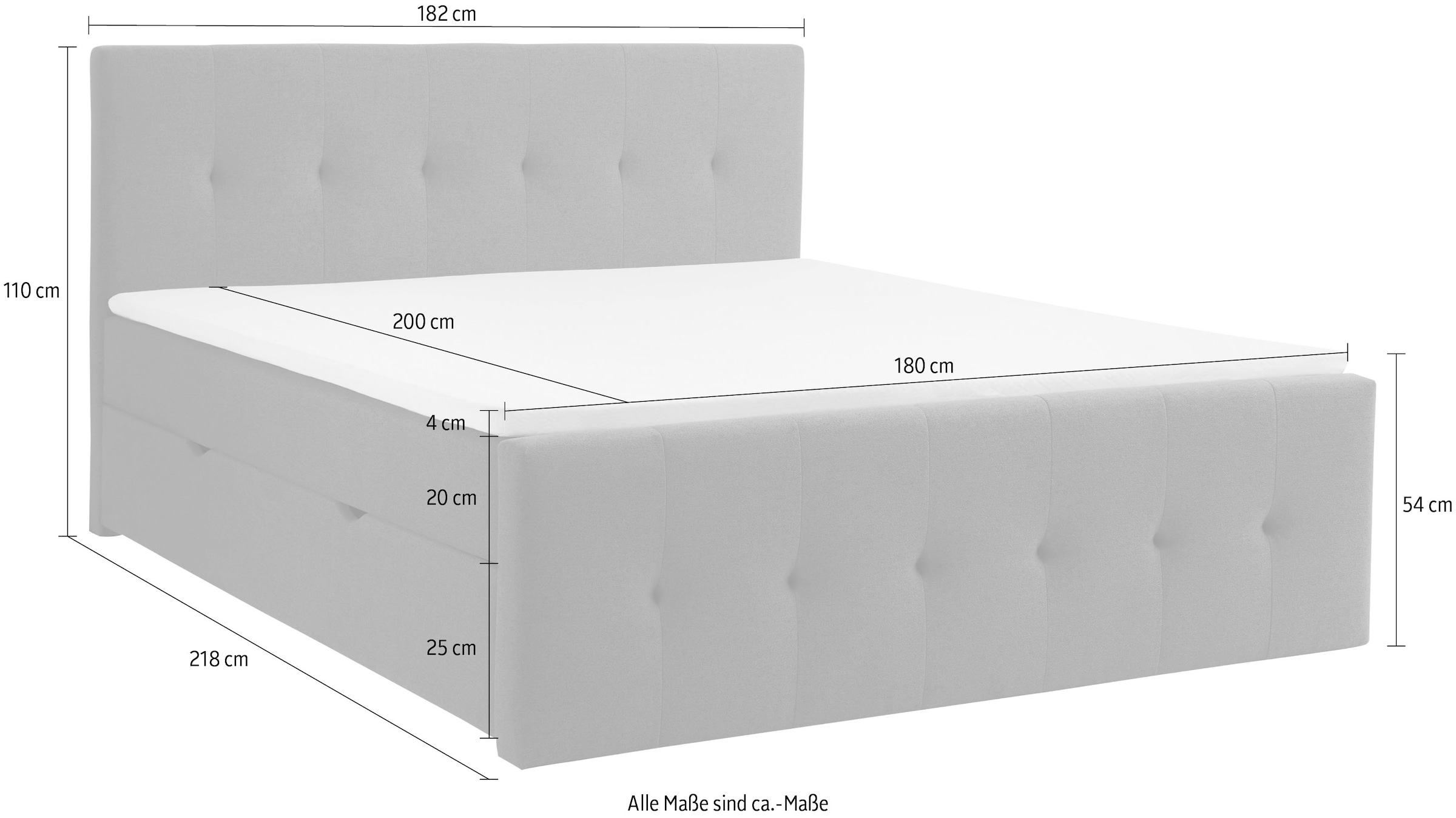 INOSIGN Boxbett »Tessaja«, 180 x 200cm, mit Bettkasten, inkl. Topper