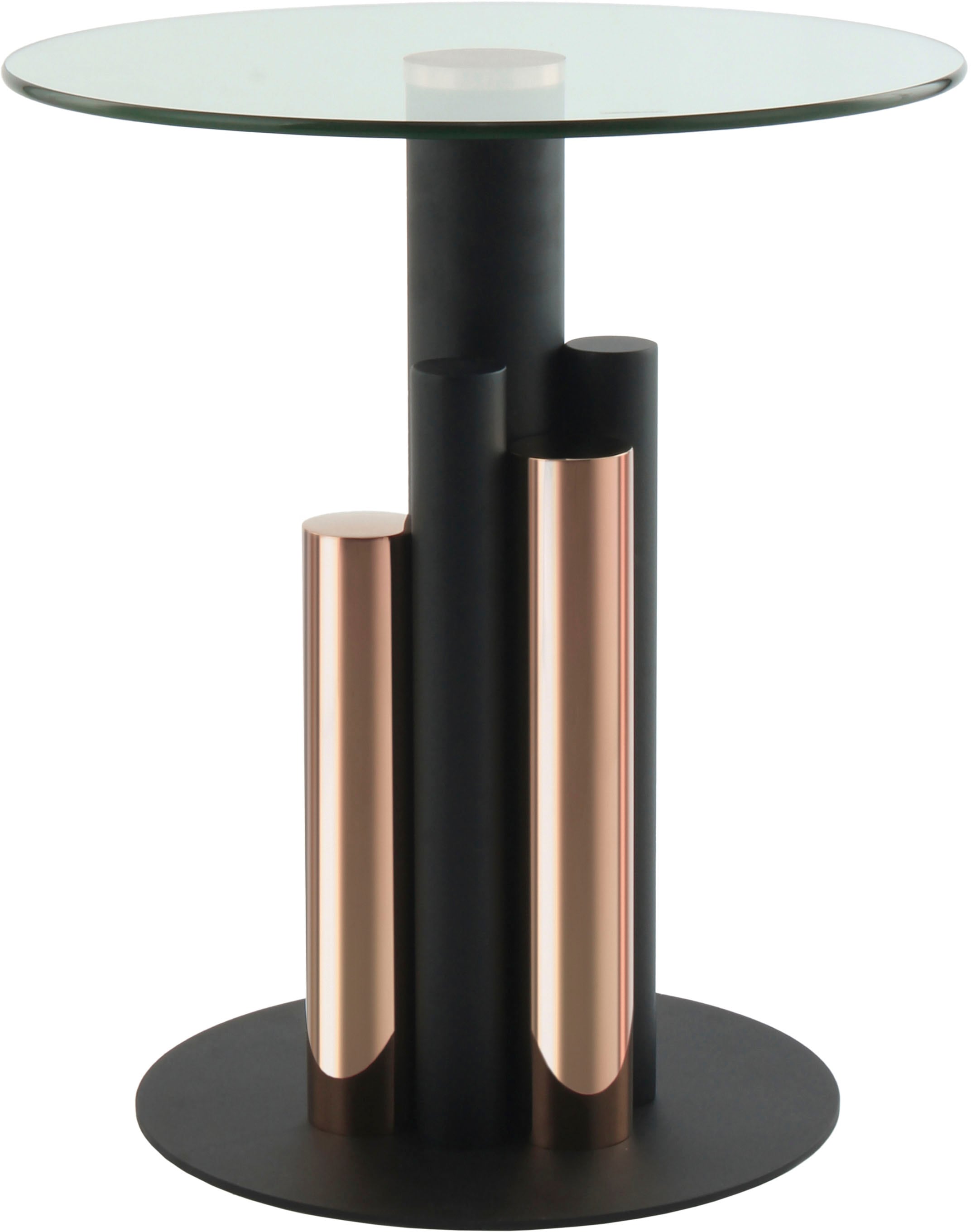 Kayoom Beistelltisch »Ontario 225, Runde  Glasplatte aus Sicherheitsglas, 100% Edelstahl« 1 Stk. tlg. Modernes Design, zweifarbiges Säulengestell, Eyecatcher Element