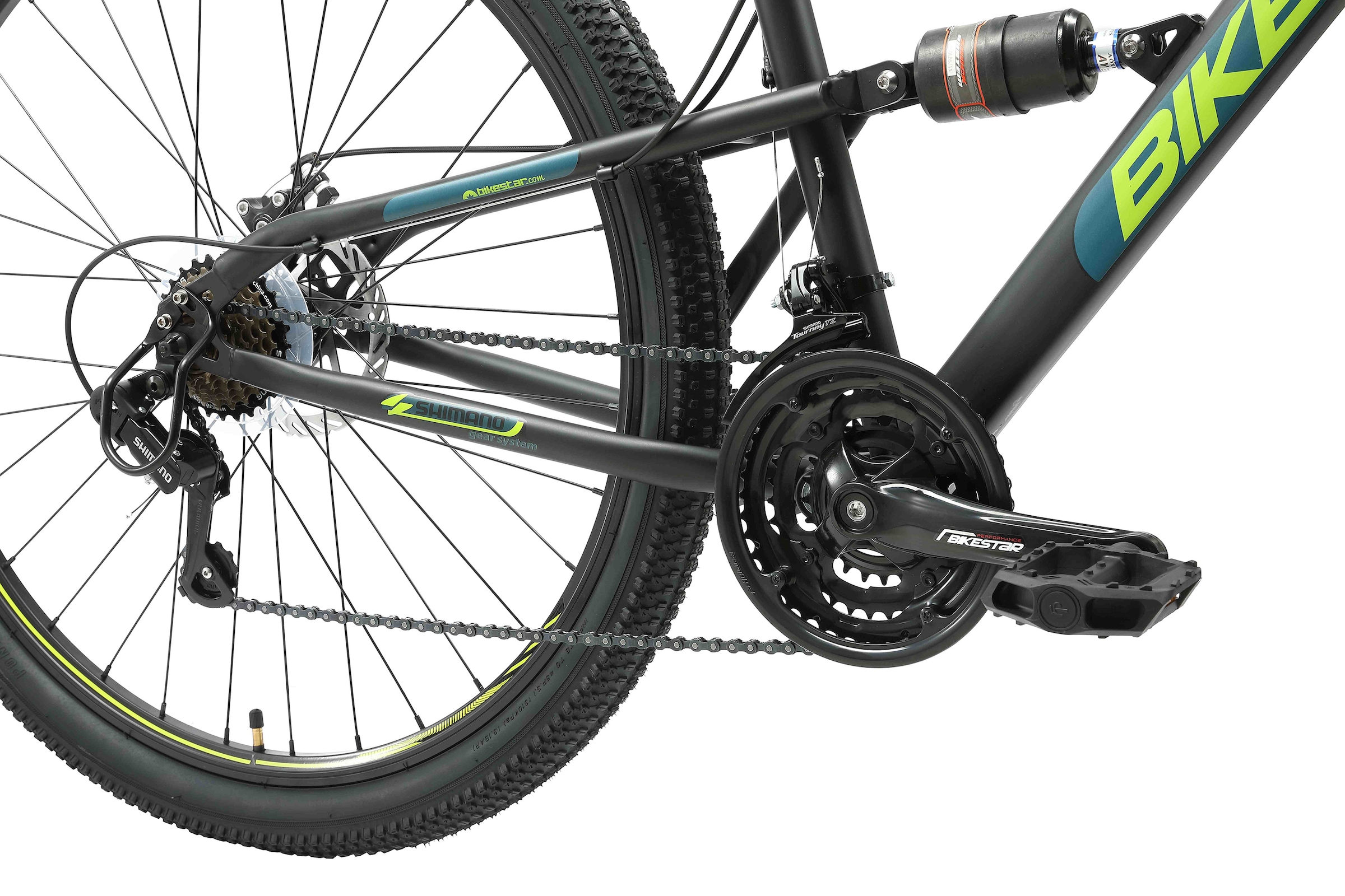 Bikestar Mountainbike, 21 Gang, Shimano, RD-TY300 Schaltwerk, Kettenschaltung, für Damen und Herren, Kettenschaltung