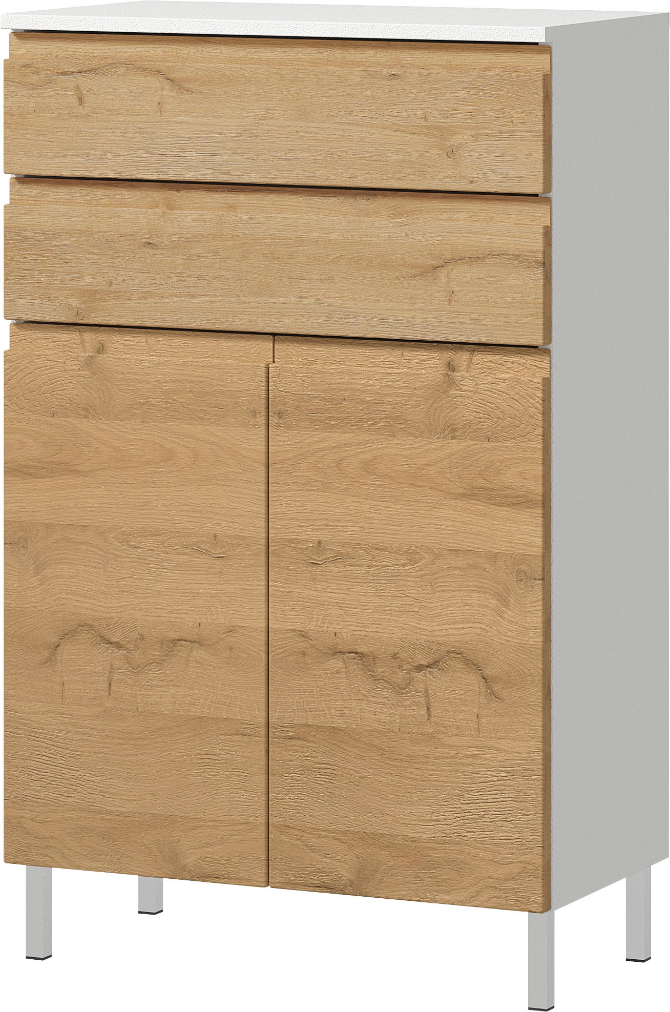 GERMANIA Badmöbel-Set »Torrance«, (5 St.), Unterschrank, Spiegel, Beleuchtung, Schrank, Kommode und Hochschrank