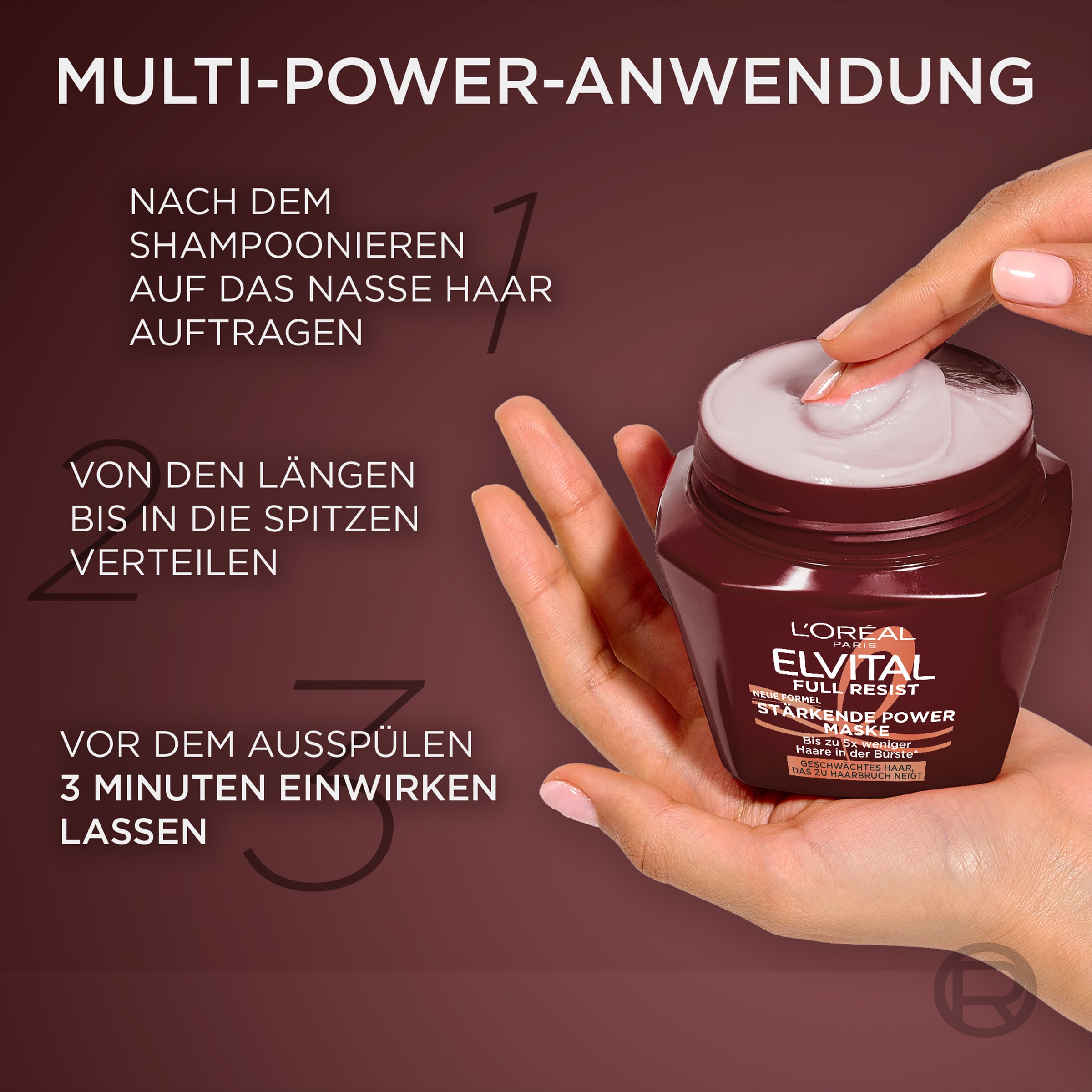 L'ORÉAL PARIS Haarmaske »ELVITAL FULL RESIST MASKE« für geschwächtes Haar, das zu Haarbruch neigt
