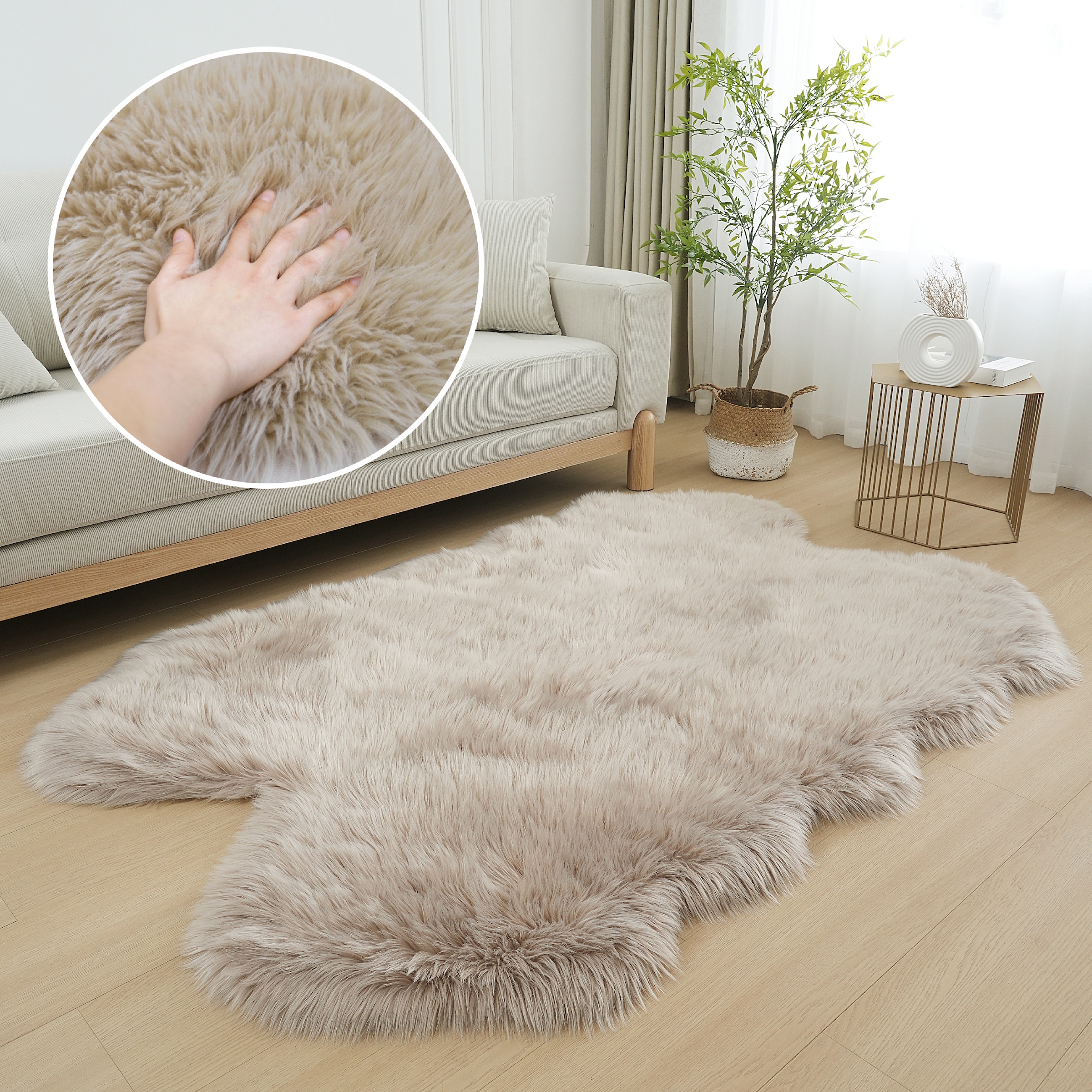 my home Fellteppich »Dena Teppiche, Fellform, waschbar«, fellförmig, 60 mm günstig online kaufen