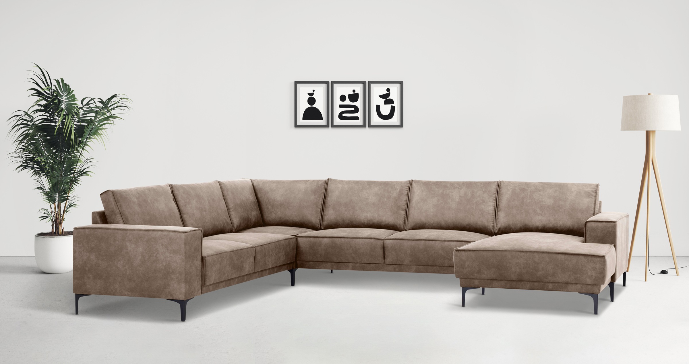 OTTO home Wohnlandschaft »XXL Sofa Oland, Struktur, Flachgewebe, Luxus-Micr günstig online kaufen