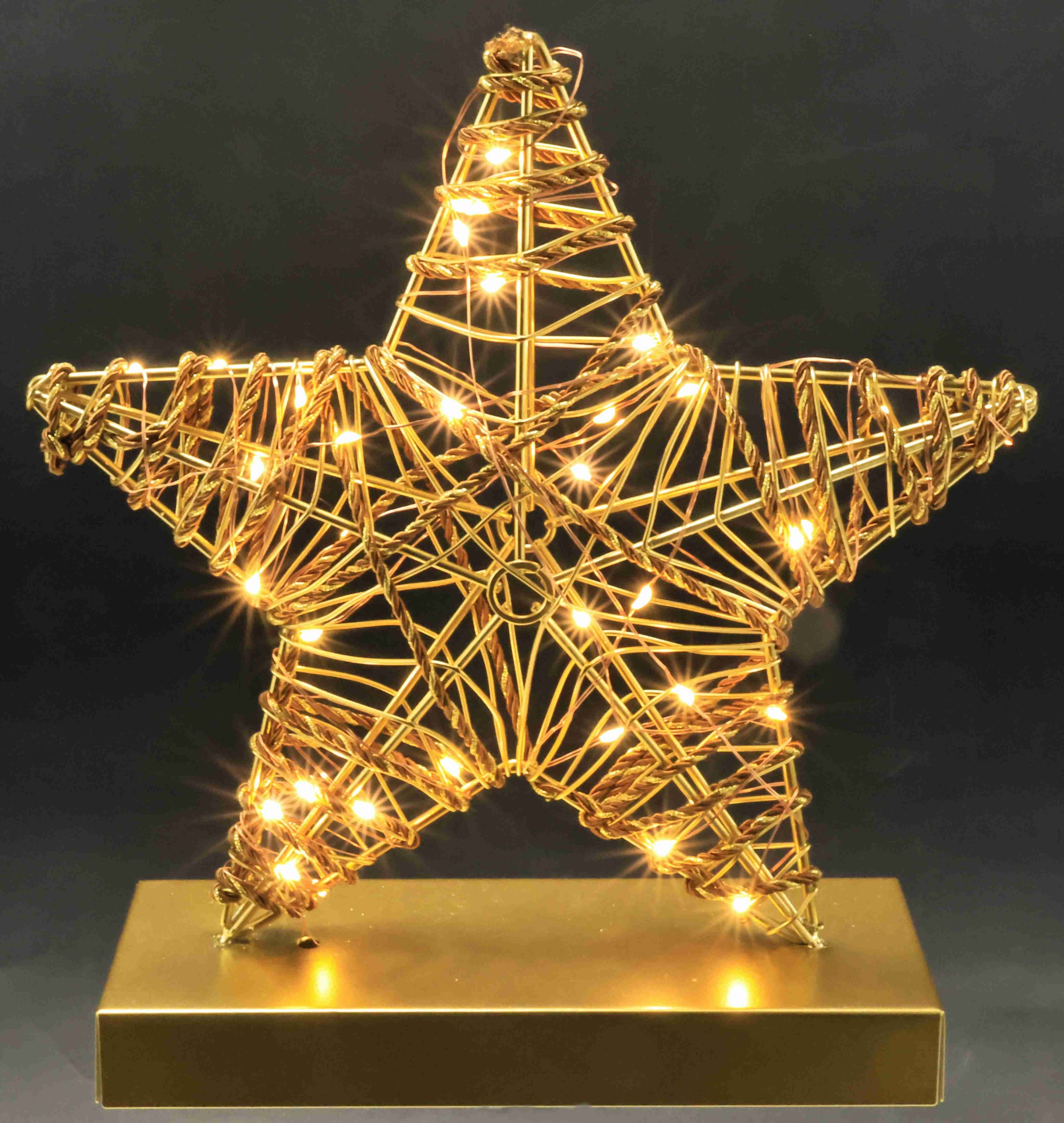 I.GE.A. LED-Dekofigur »LED-Dekoobjekt Stern« Metall Gold warmweiß Timer Batteriebetrieb Weihnachtsdeko Figur