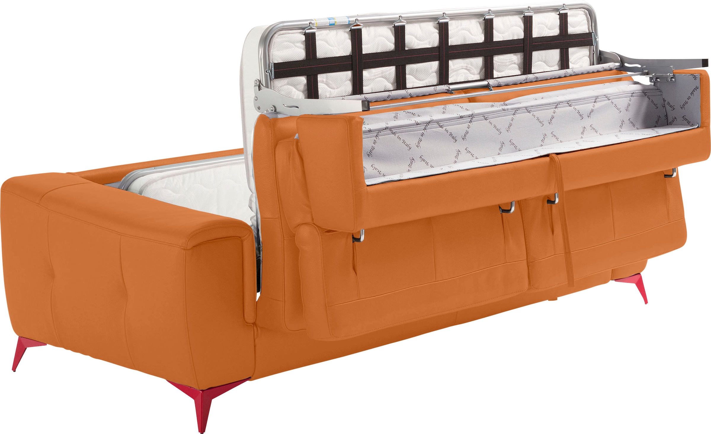 Egoitaliano Schlafsofa »Francine, Designsofa, Loungesofa mit Dauerschlaffunktion, Bettfunktion«, hochwertiger Metallbettrahmen & Matratze, Kopfteil manuell verstellbar