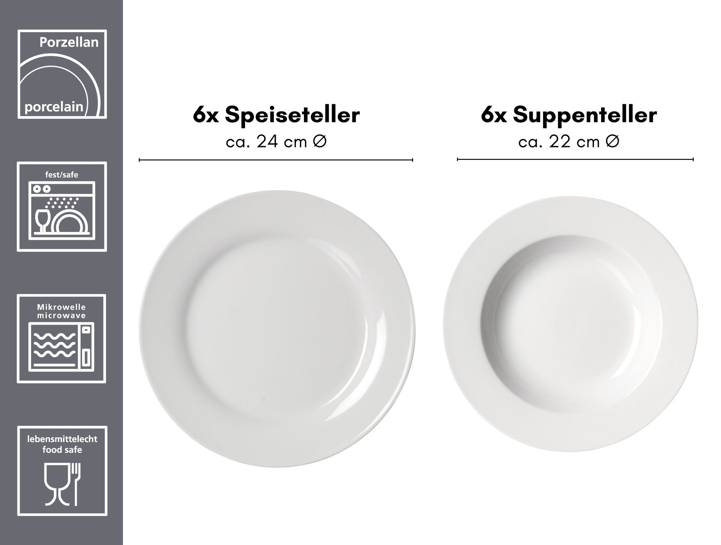 Ritzenhoff & Breker Tafelservice »Bianco«, (Set, 12 tlg.), klassisch und schlicht, unifarben