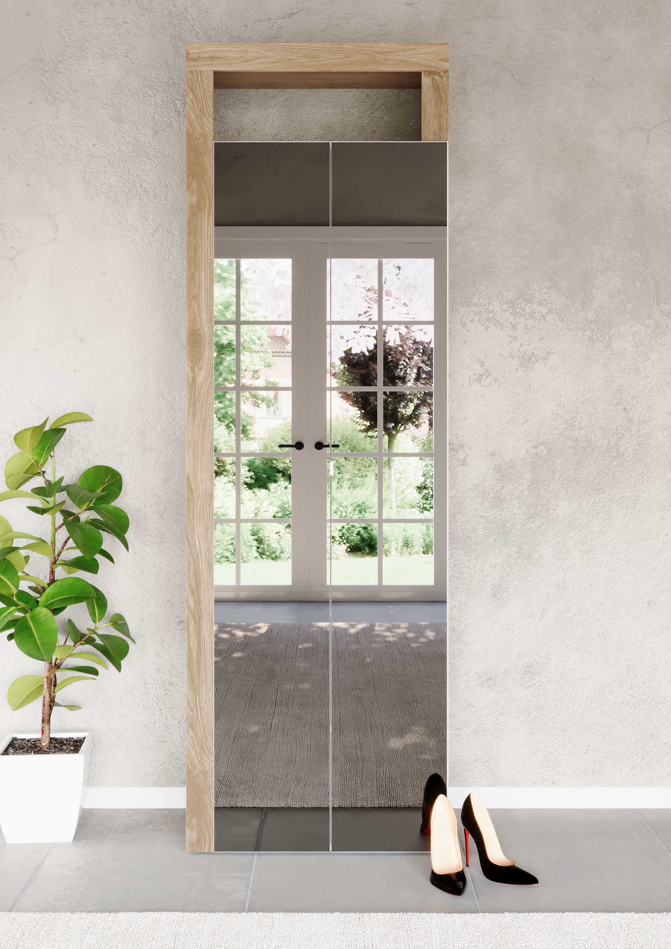 INOSIGN Schuhschrank »Hamburg Höhe 195 cm, Hochschrank, 2 Spiegeltüren, dek günstig online kaufen