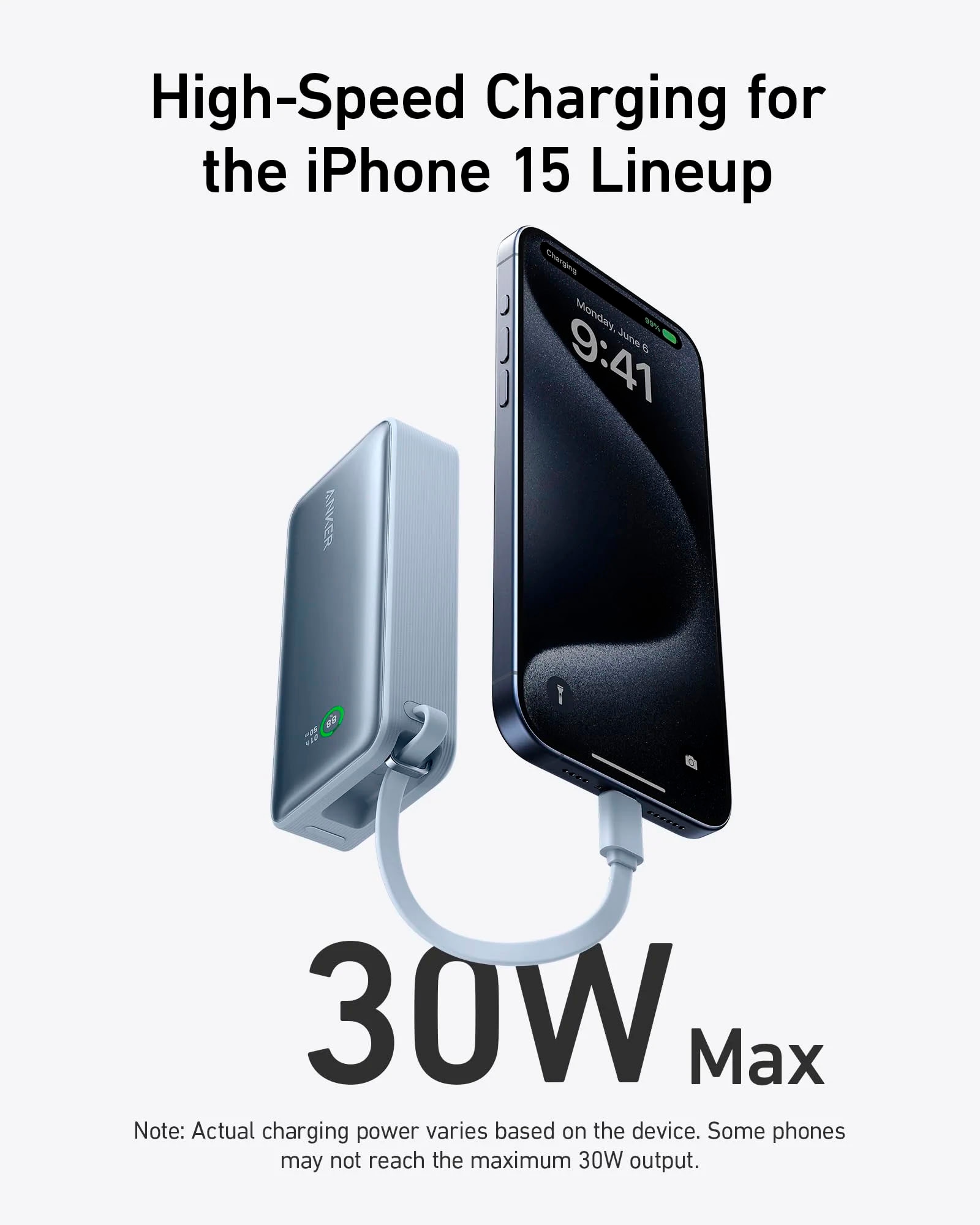 Anker Powerbank »Nano 10.000mAh 30W Integriertes USB-C Kabel«, 10000 mAh