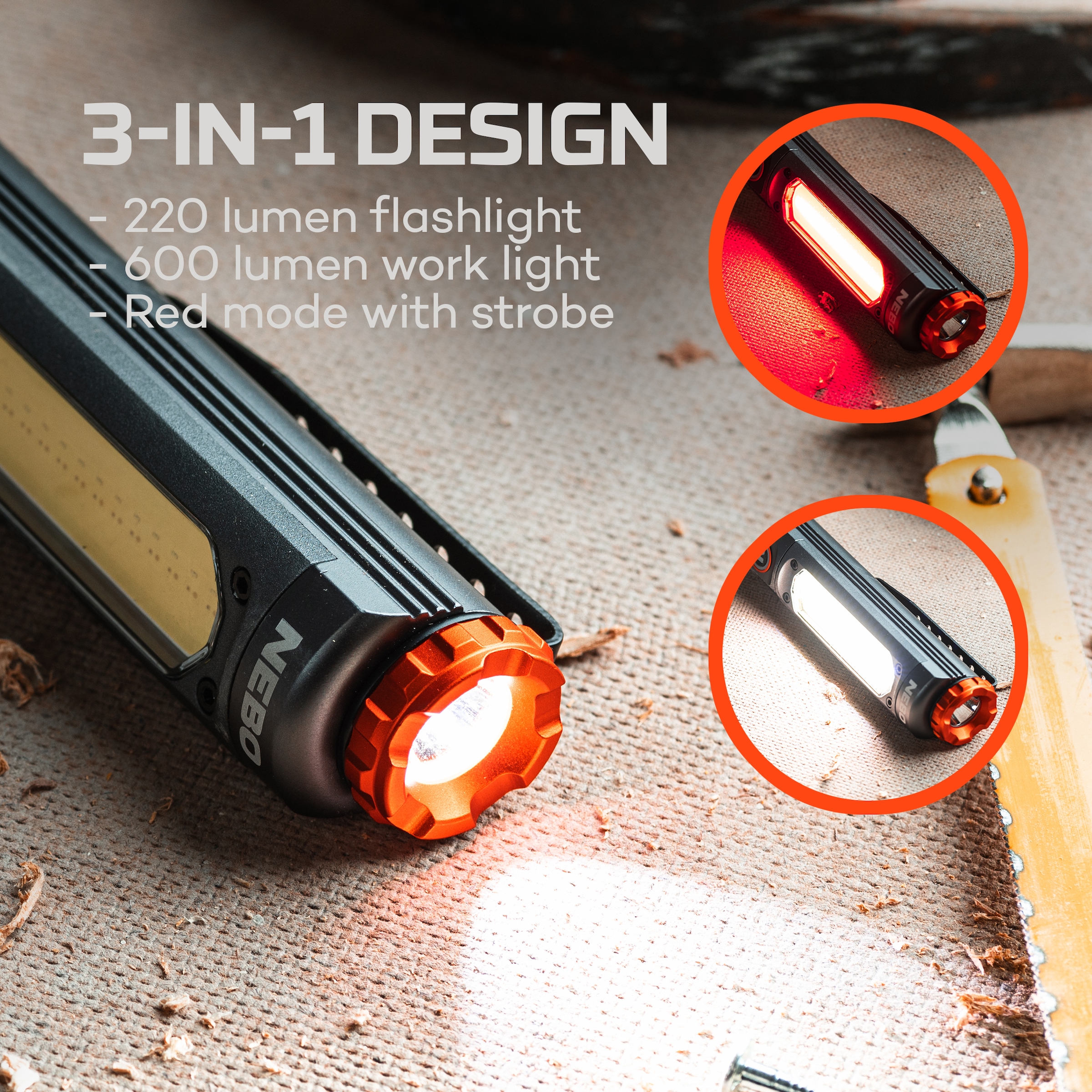 NEBO LED Taschenlampe »Nebo BIG LARRY PRO« Set, Taschenlampe inkl. Ladekabel, 2 Stk. tlg.