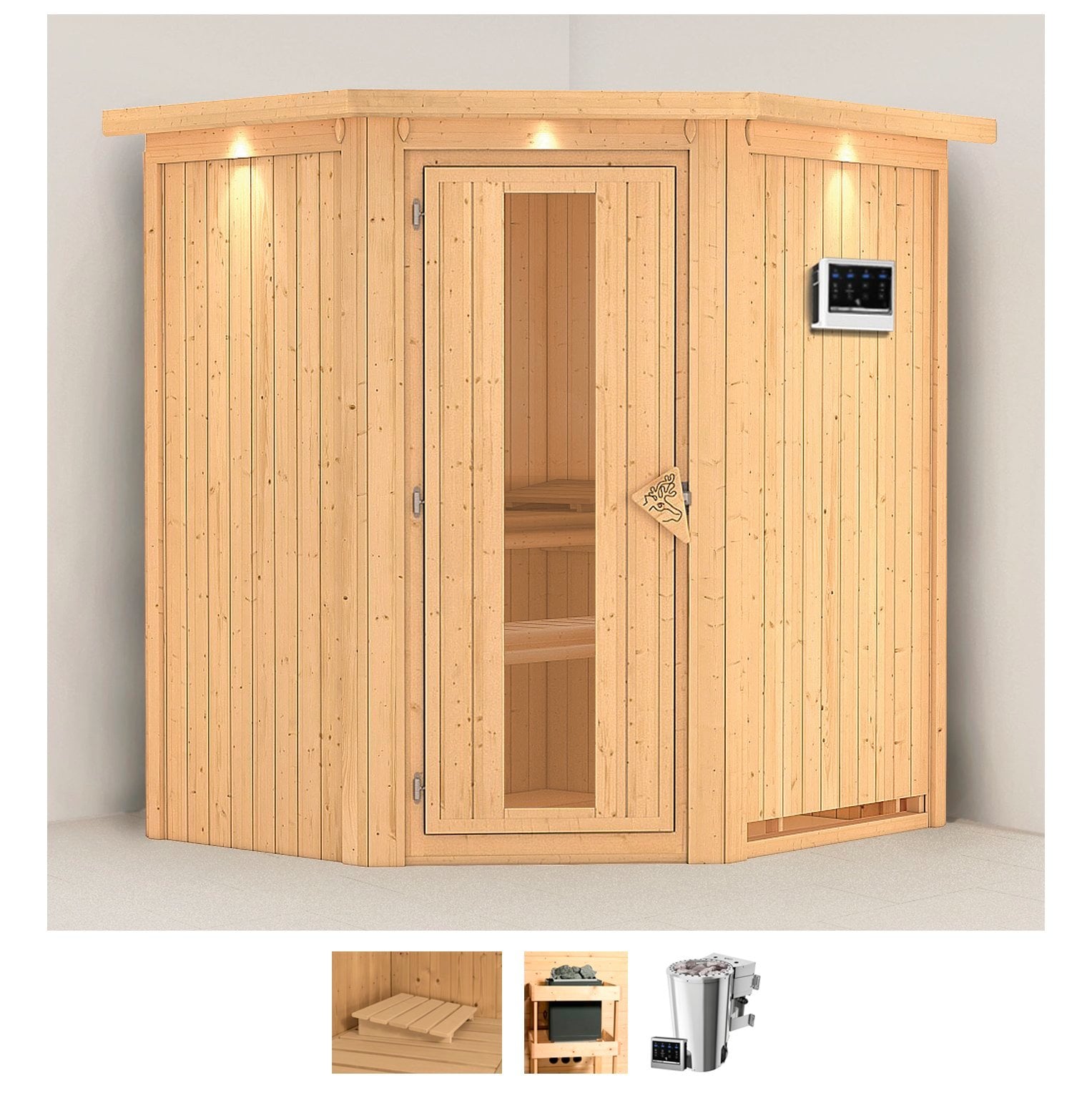 Karibu Sauna »Tomke« Set, 3,6-kW-Bio-Plug & Play Ofen mit externer Steuerun günstig online kaufen