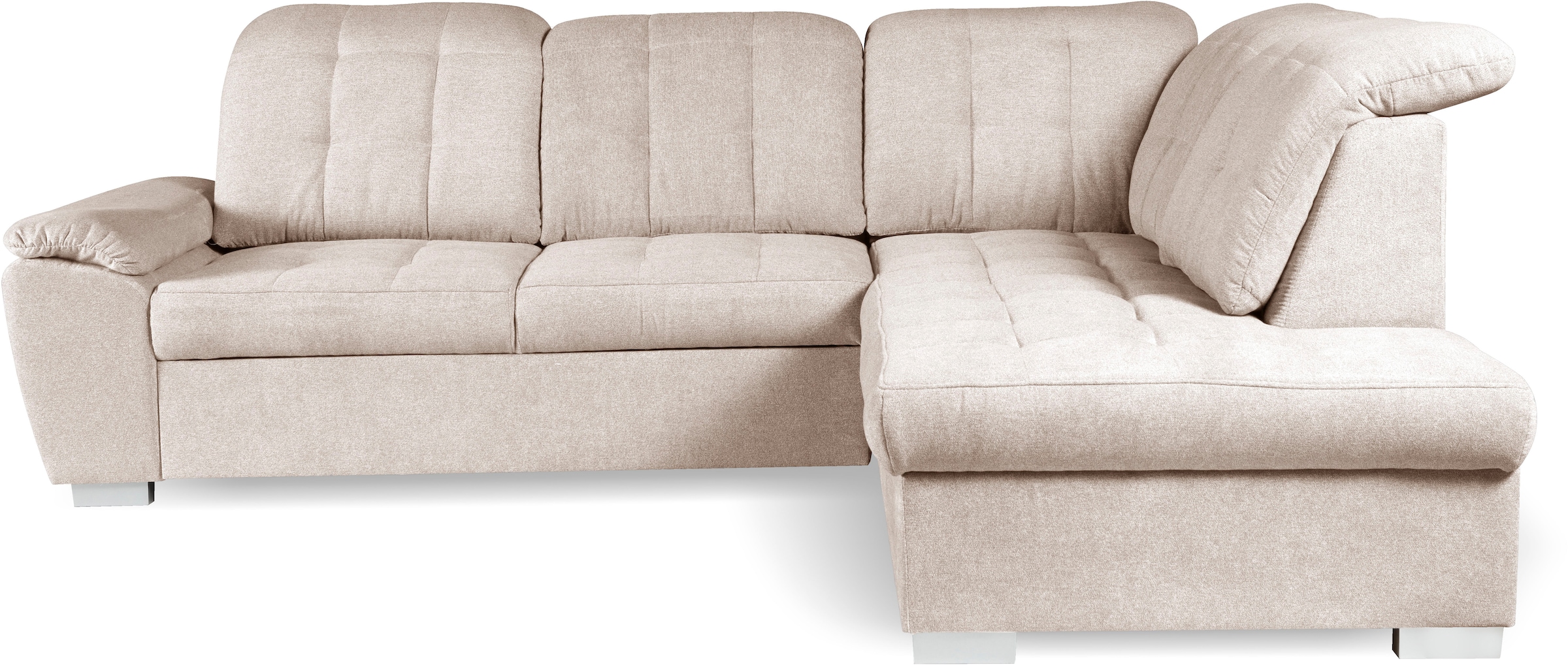 WERK2 Ecksofa »Brindisi, bequem und komfortabel, L-Form«, mit verstellbaren Kopfteilen, Bettfunktion & Bettkasten