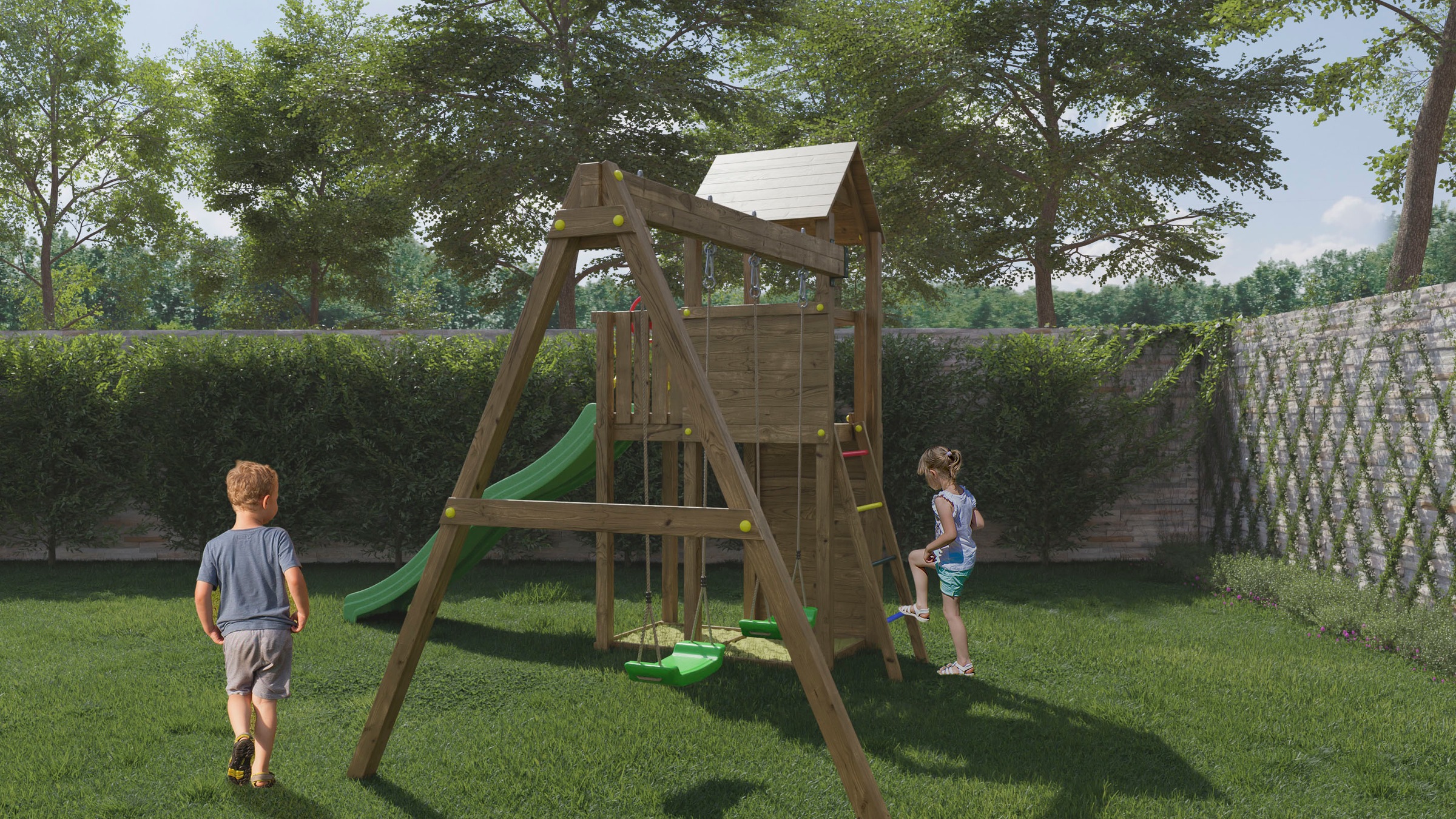 FUNGOO Spielturm »Boomer3«, mit Schaukel & Rutsche