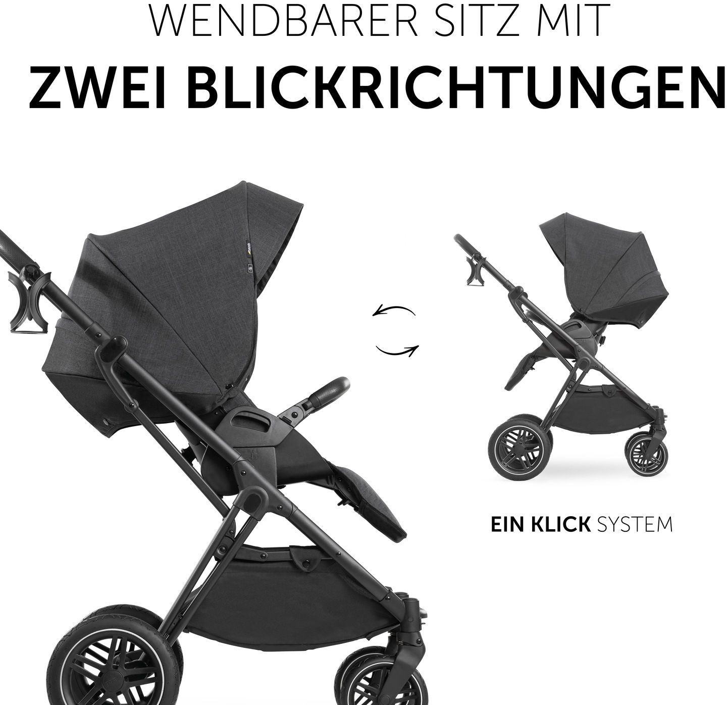 Hauck Kombi-Kinderwagen »Vision X, black/black«, 25 kg, mit Babywanne und Sportwagenaufsatz