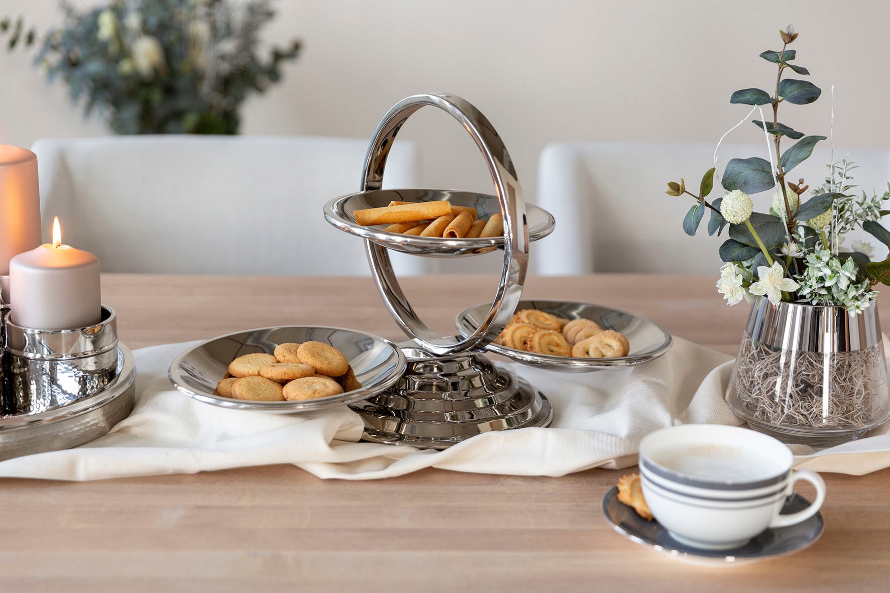 Fink Etagere »SERVO« aus Edelstahl, mit 3 Schälchen, Höhe ca. 31,5 cm günstig online kaufen