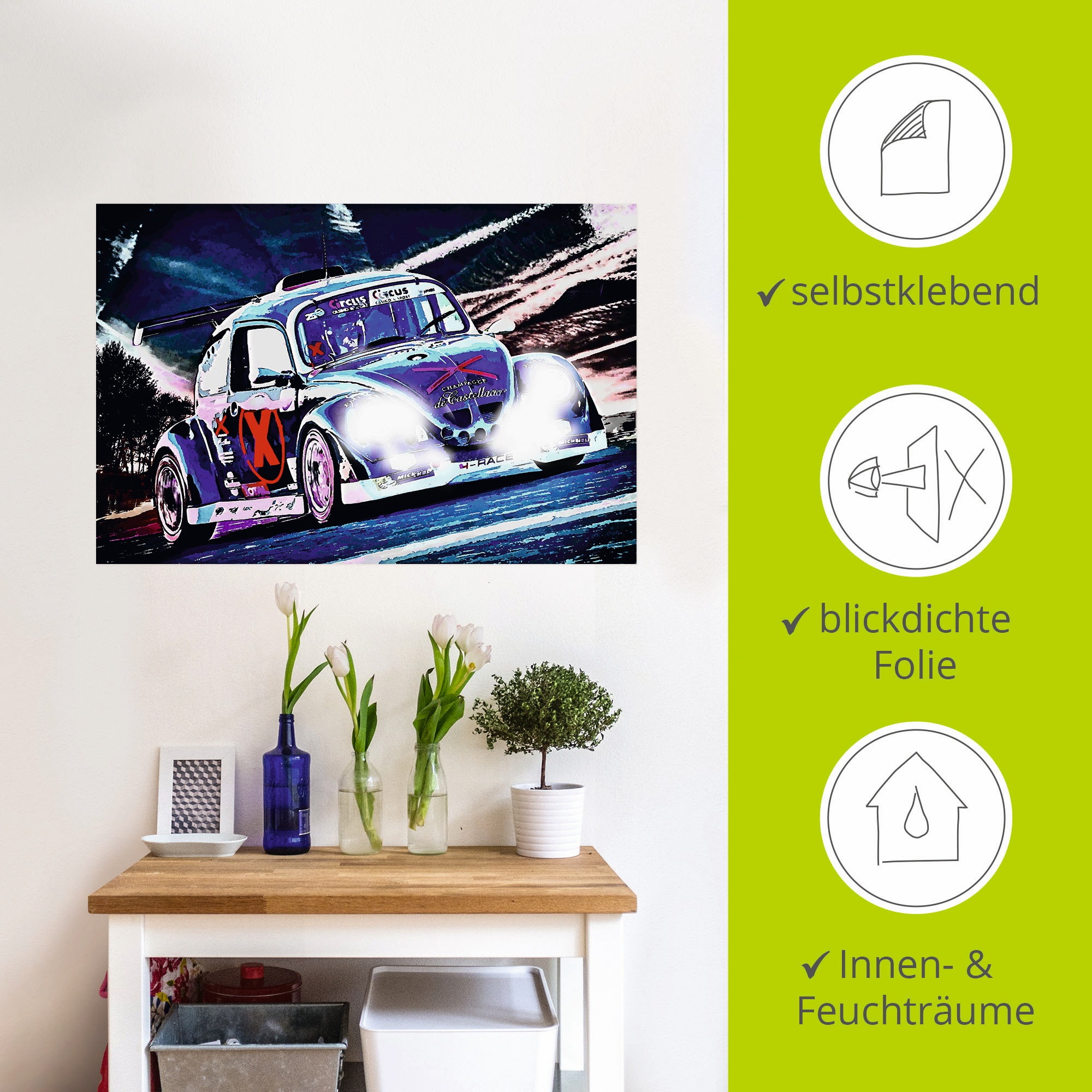 Artland Wandbild »Käfer Funcup Spa 2017«, Auto, (1 St.), als Alubild, Outdoorbild, Leinwandbild, Poster, Wandaufkleber