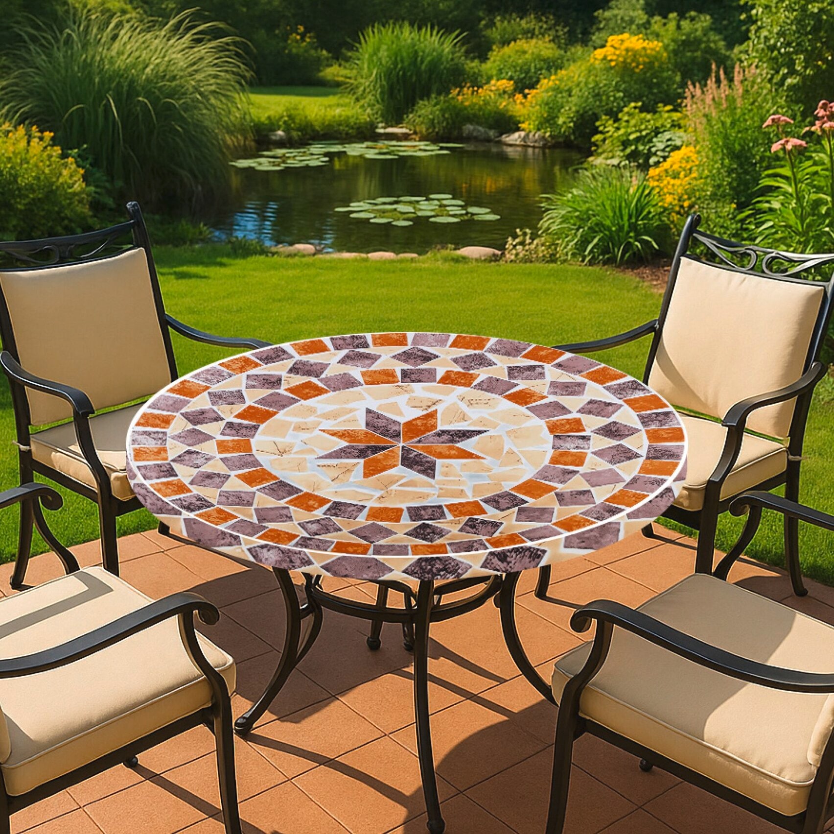 Maximex Gartentischdecke »Spann-Tischdecke Mediterran« Ø 85-105 cm, abwaschbar, wetterfest