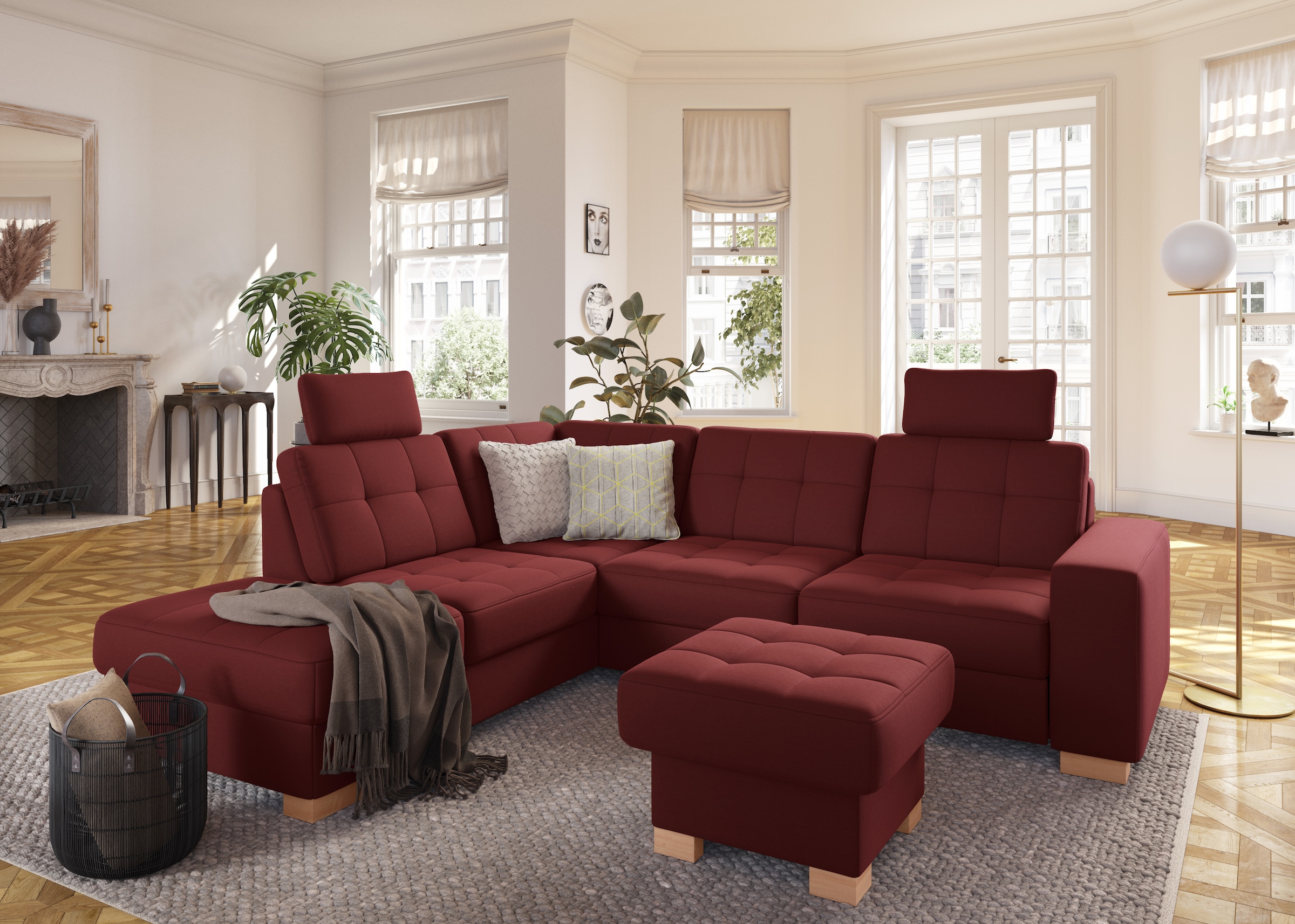 sit&more Ecksofa »Quincy L-Form«, wahlweise mit Bettfunktion und Bettkasten