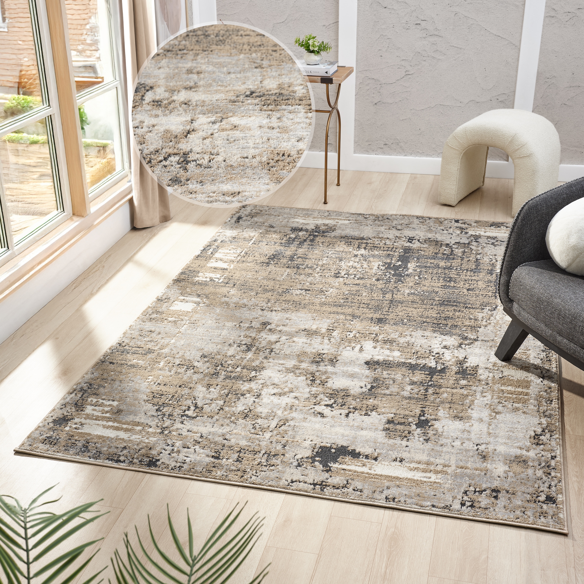 my home Teppich »Hamsa« rechteckig 9 mm Höhe dezenter Glanz, Schrumpf-Garn-Effekt, im Vintage-Look, dichte Qualität