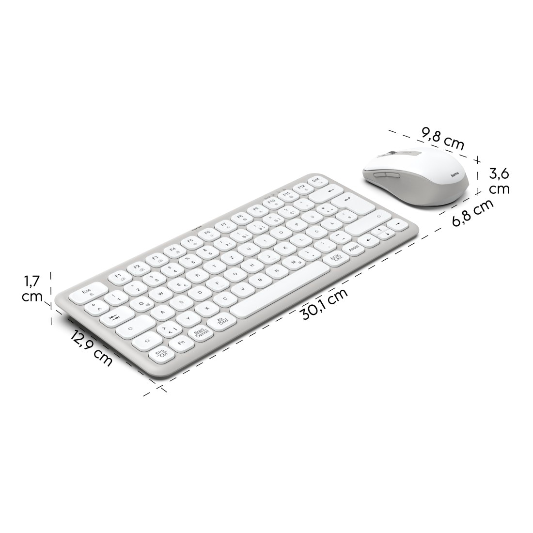 Hama Tastatur- und Maus-Set »Kabelloses Tastatur-Maus-Set "WKM-500"«, (Multi Device, 2x Bluetooth, 1x Funk, DE, weiß, klein)