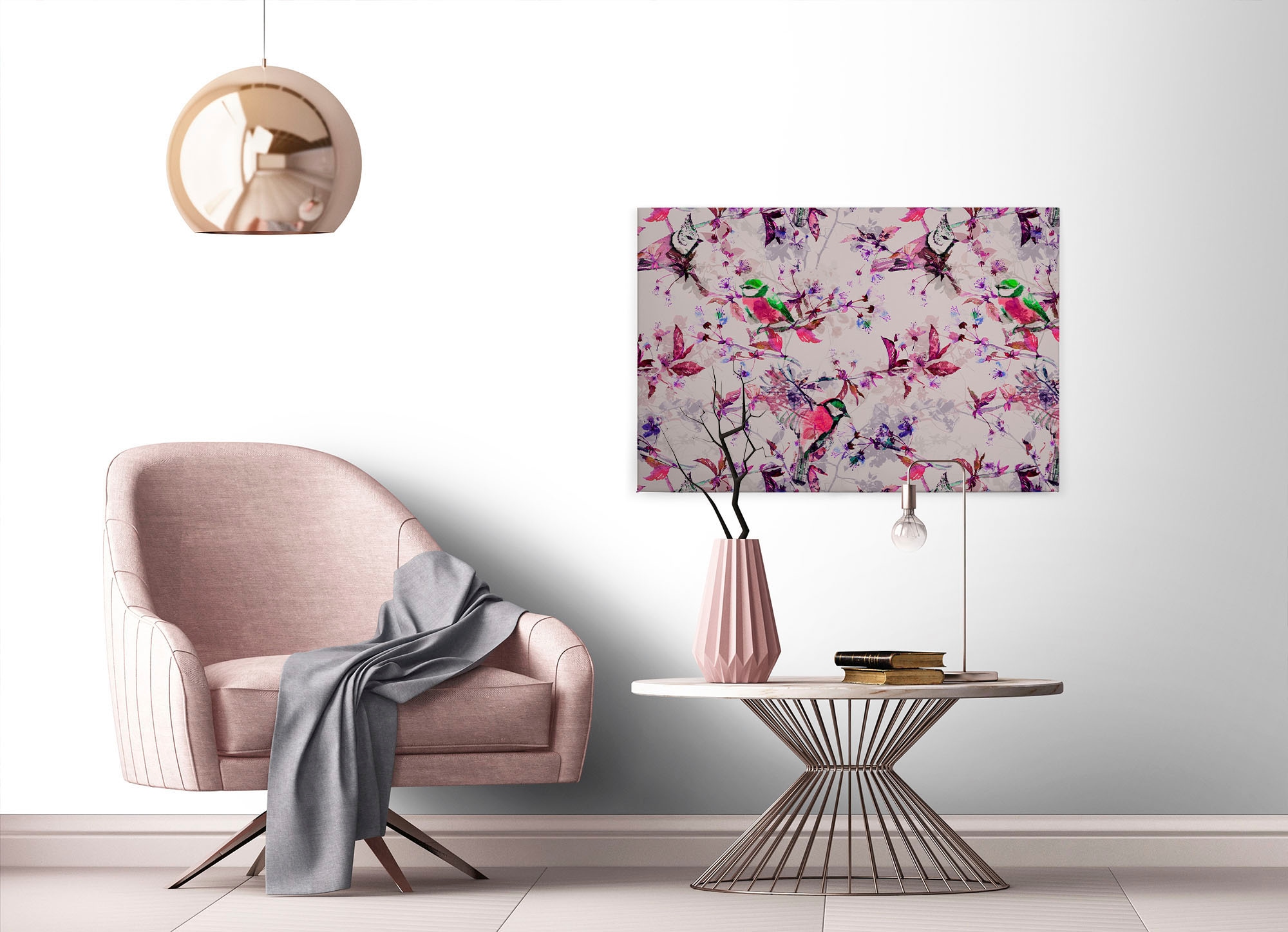 A.S. Création Leinwandbild »songbirds«, Kunst-Vögel-Kinder, (1 St.), Keilrahmen Bild Floral Leinwand-Bild Wohnzimmer modern Wandbild Kinder