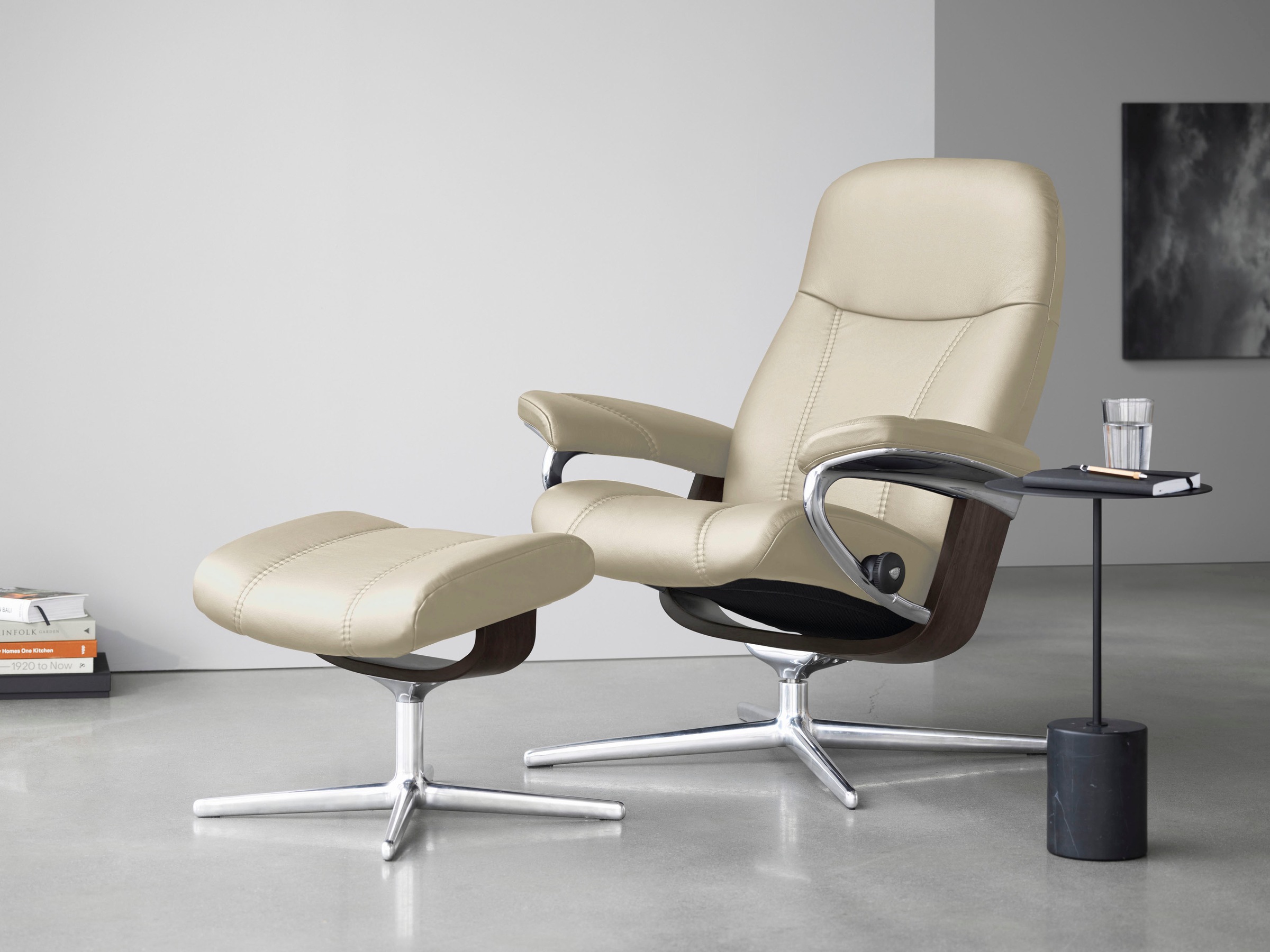 Stressless Fußhocker "Consul", mit Cross Base, Größe S, M & L, Holzakzent W günstig online kaufen