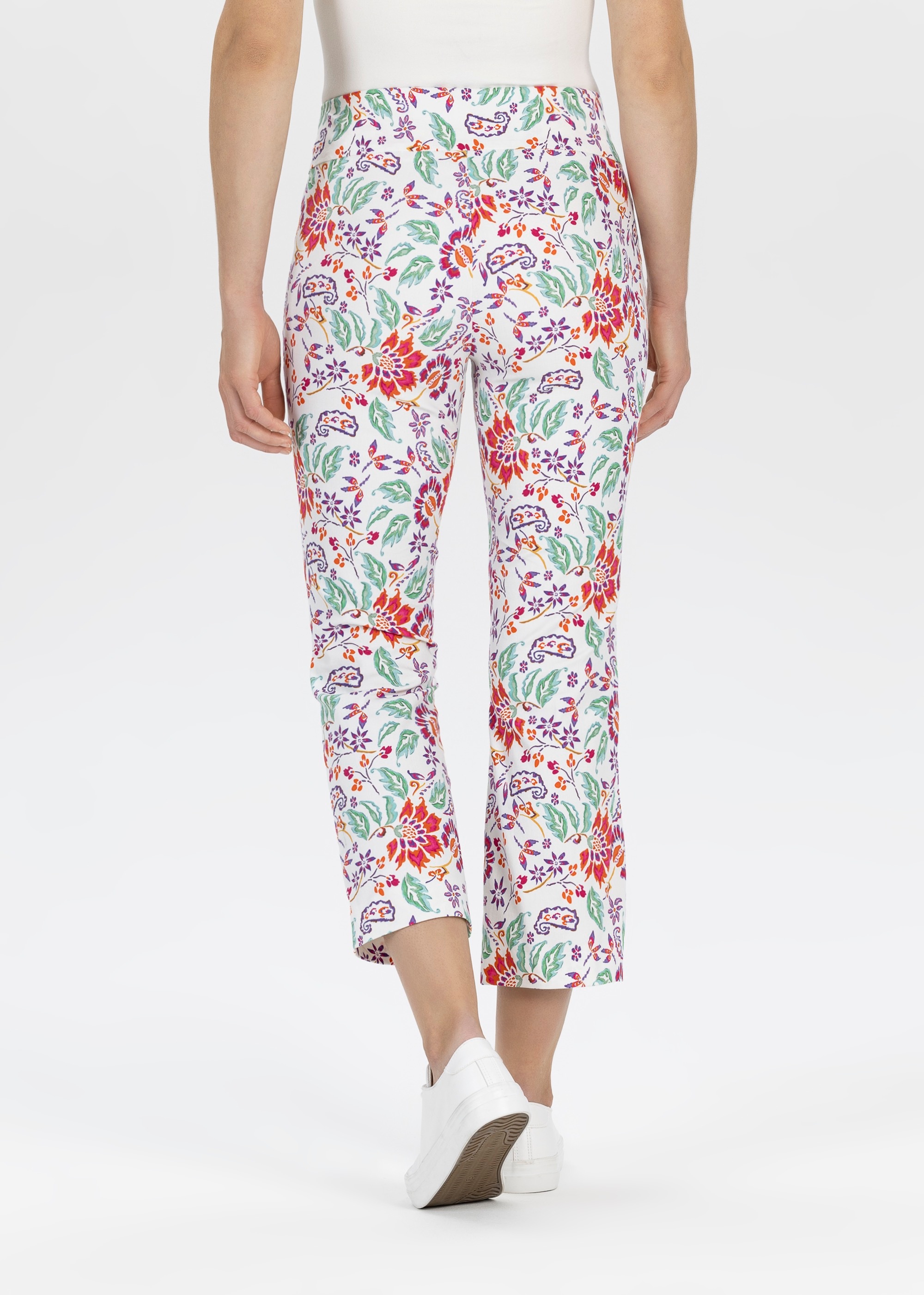 Stehmann Stoffhose, Sommerhose mit floralem Muster, 7/8-Länge mit Gummibund