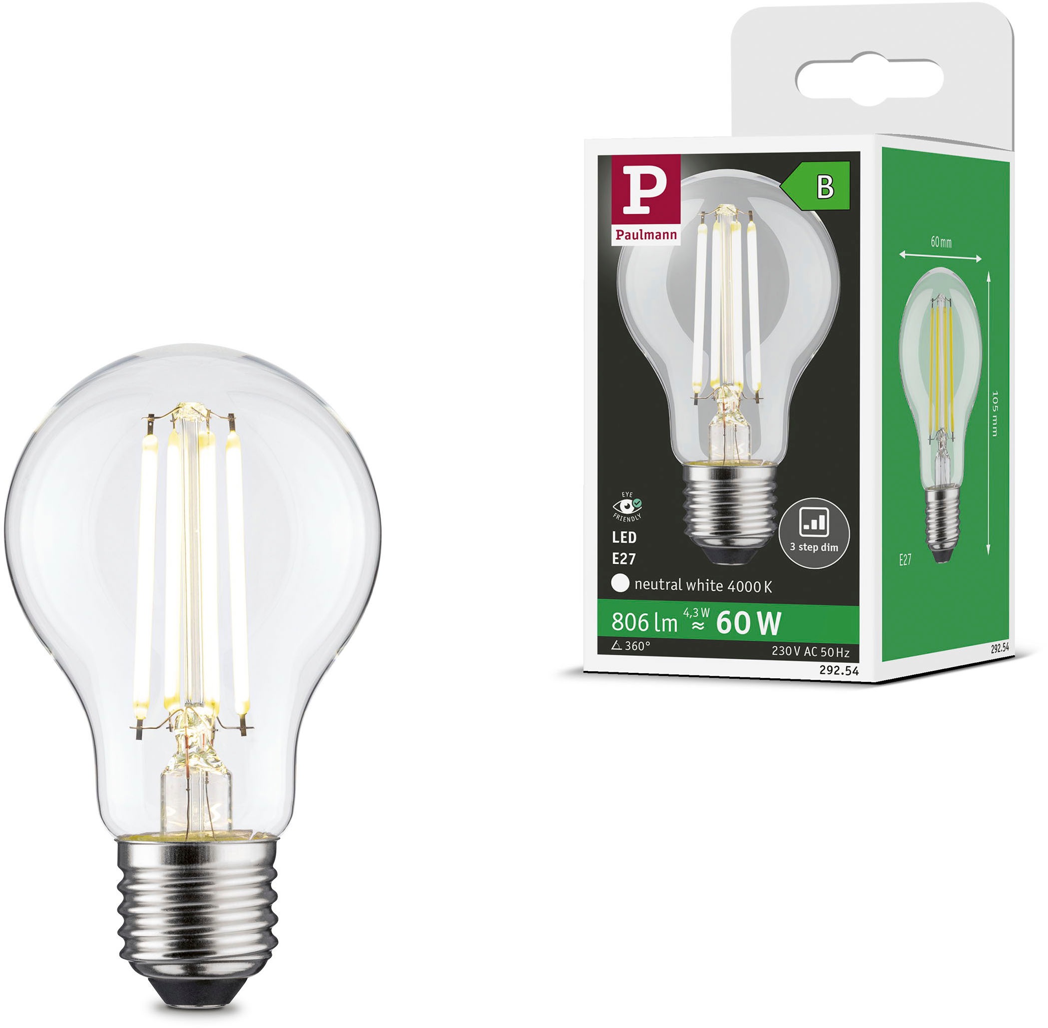Paulmann LED-Leuchtmittel »Eco-Line Filament 230V LED Birne E27 806lm 4,3W günstig online kaufen