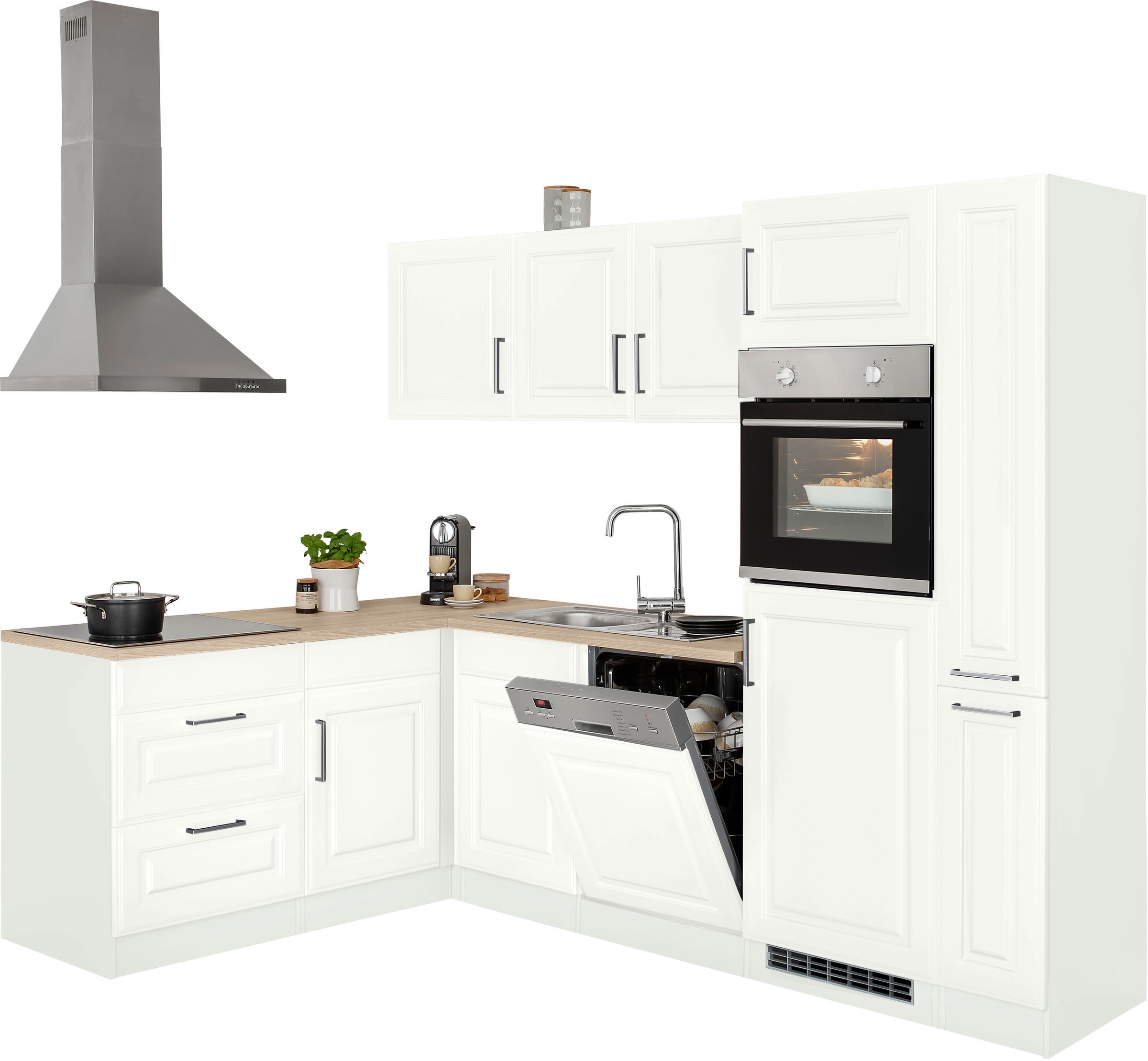 KOCHSTATION Winkelküche »KS-Stockholm«, Stellbreite 260/170 cm, mit E-Geräten, MDF Frontenl