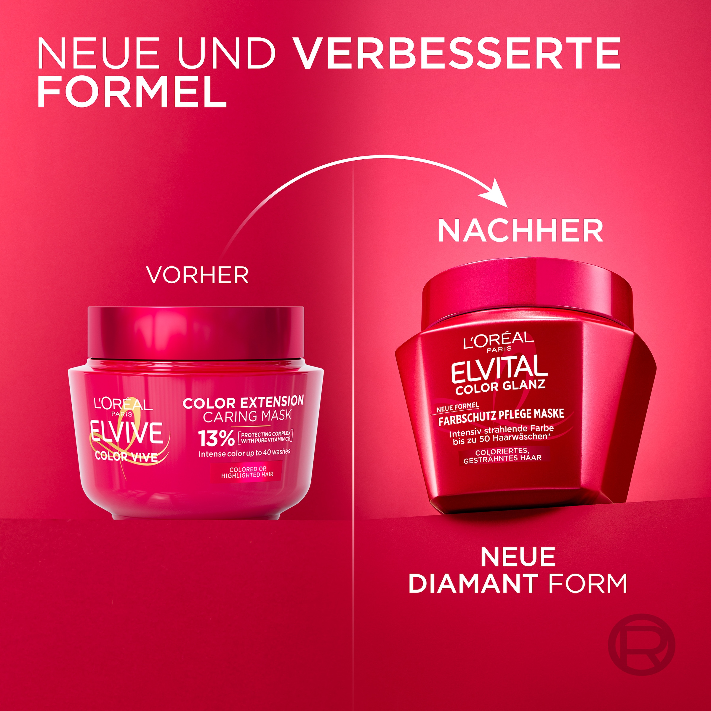 L'ORÉAL PARIS Haarmaske »ELVITAL COLOR GLANZ MASKE« für coloriertes, gesträhntes Haar