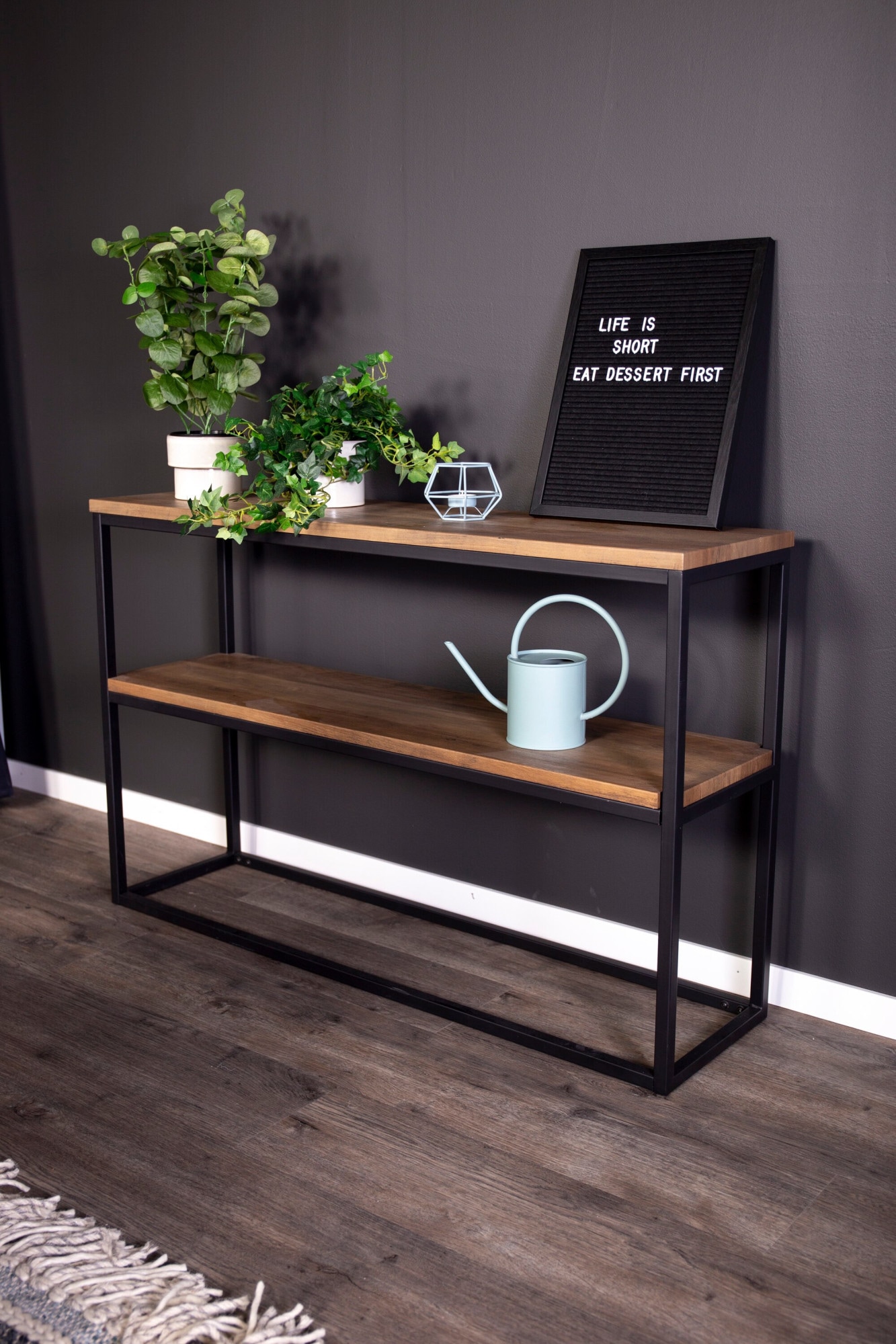 Venture Home Beistelltisch »Rise, schmaler Nachttisch in heller Eschenoptik, 45 × 30 cm« Schlafzimmertisch, MDF, Papierlaminat, Metallrahmen, schlank, urban