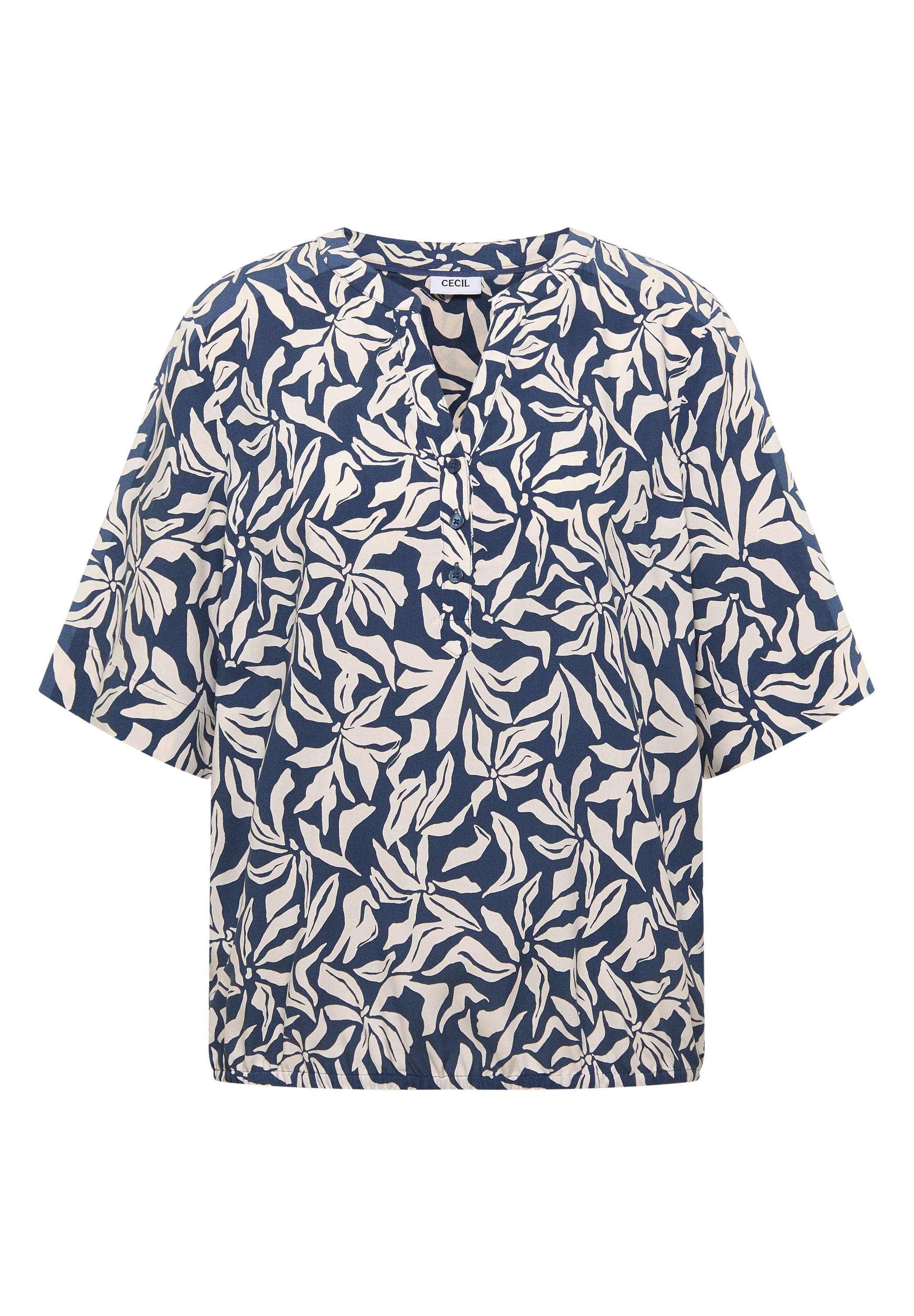 Cecil Druckbluse mit Split Neck und grafischem Muster