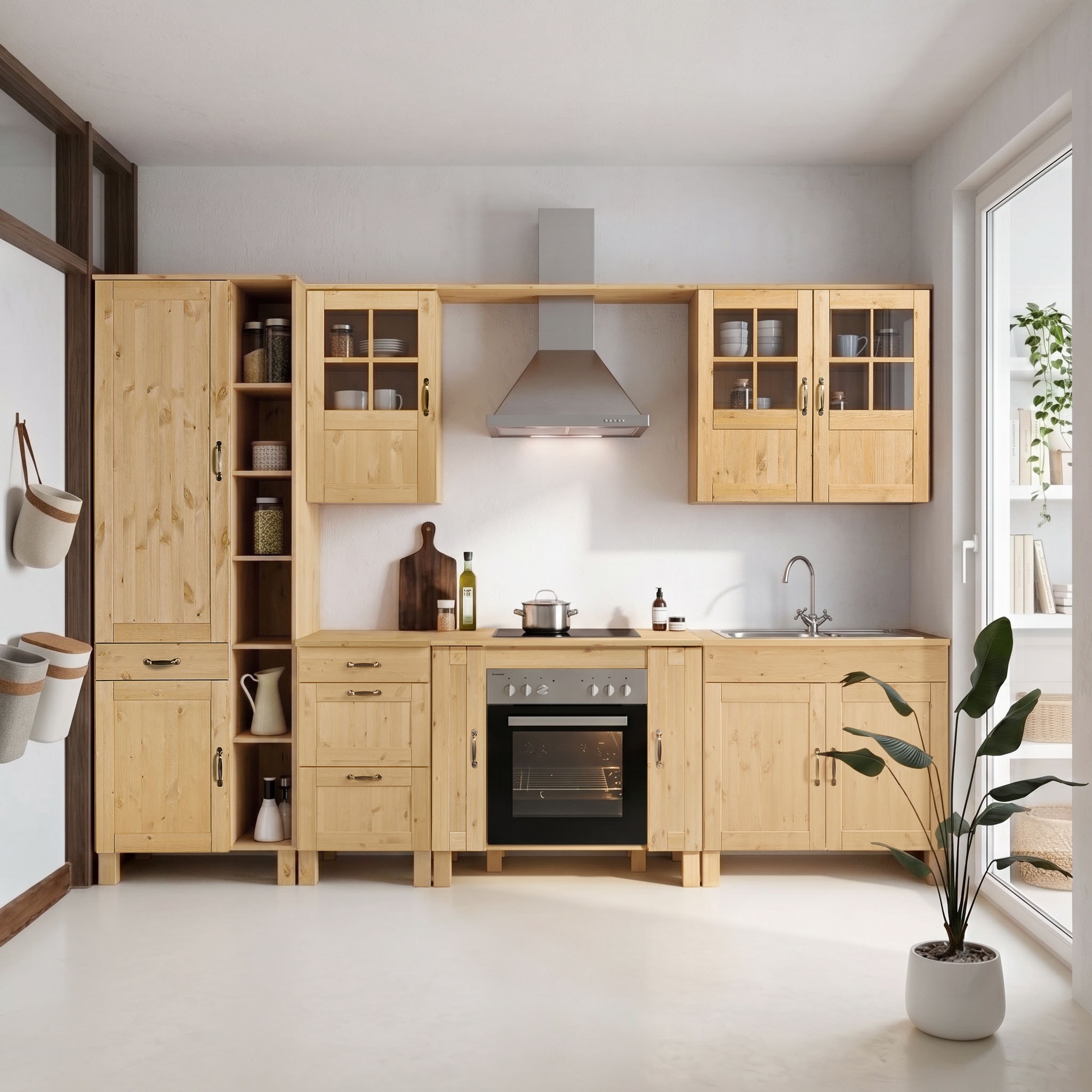 Home affaire Küchenzeile »Alby« Breite 325 cm, aus Kiefer massiv, ohne E-Geräte