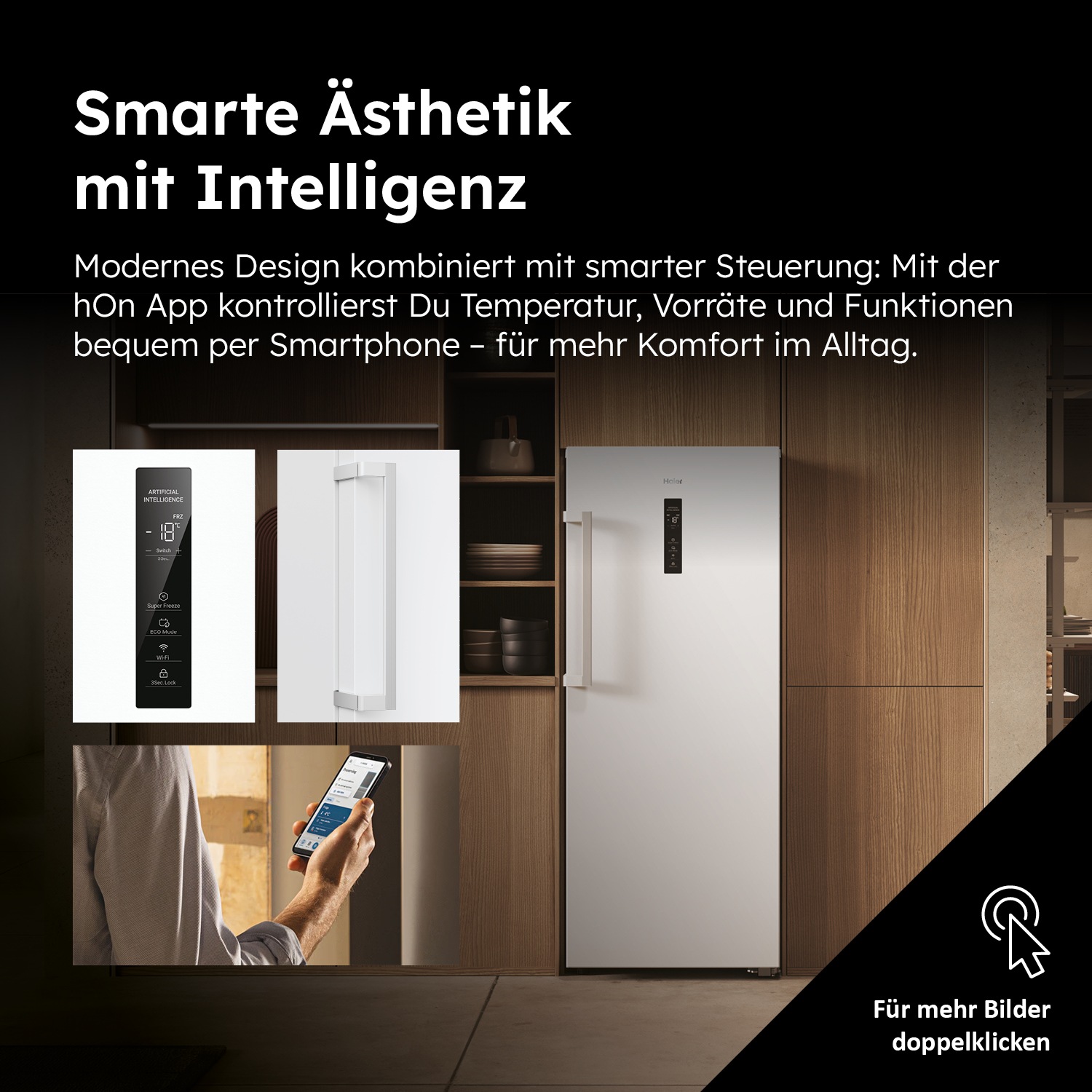 Haier Gefrierschrank »H4F226WDH1«, 153,5 cm hoch, 60 cm breit, 178 cm hoch, 60 cm breit, no Frost, Twist Ice Maker