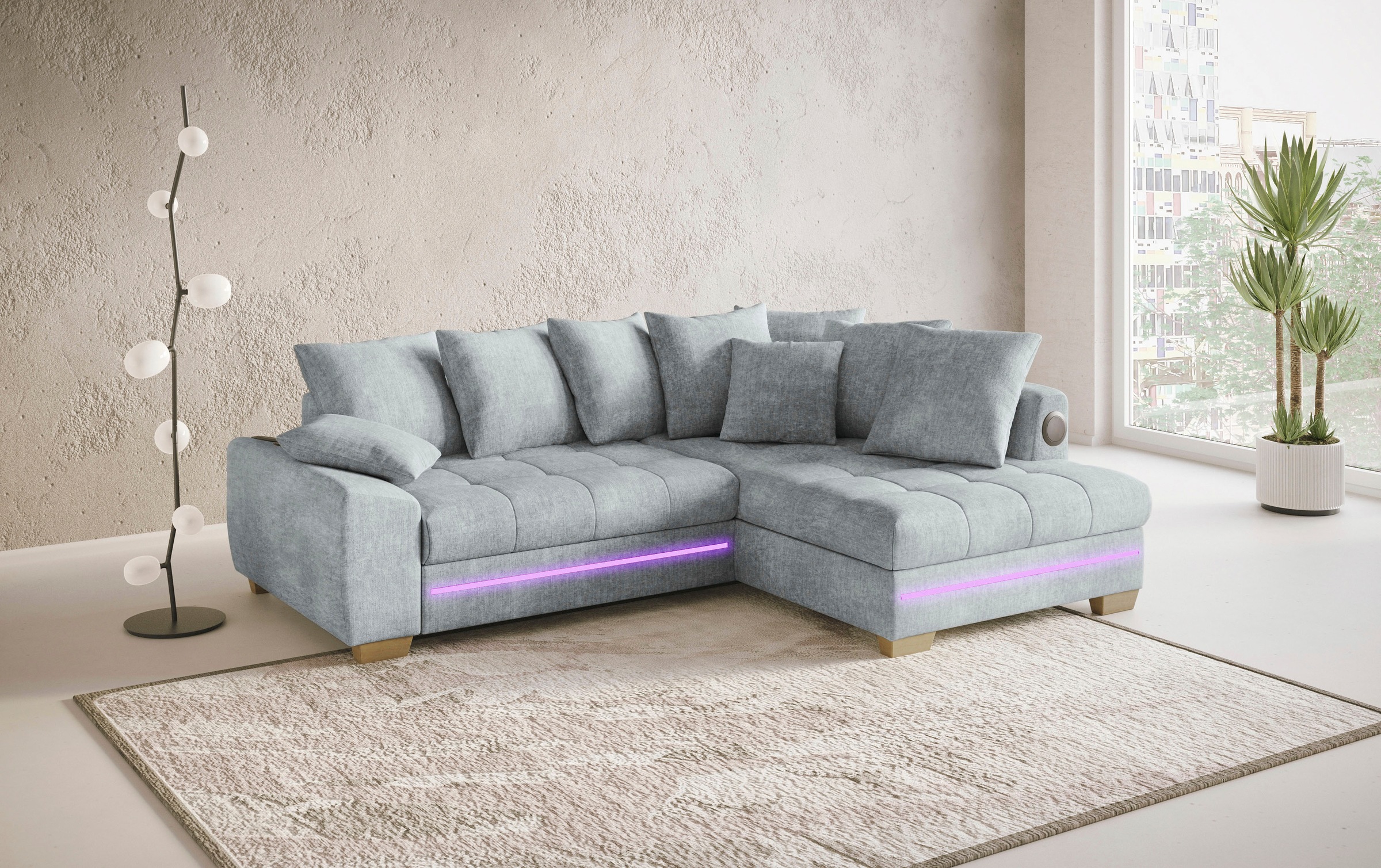 Mr. Couch Ecksofa »Nikita II, L-Form«, mit Kaltschaum, RGB-LED, Soundsystem günstig online kaufen