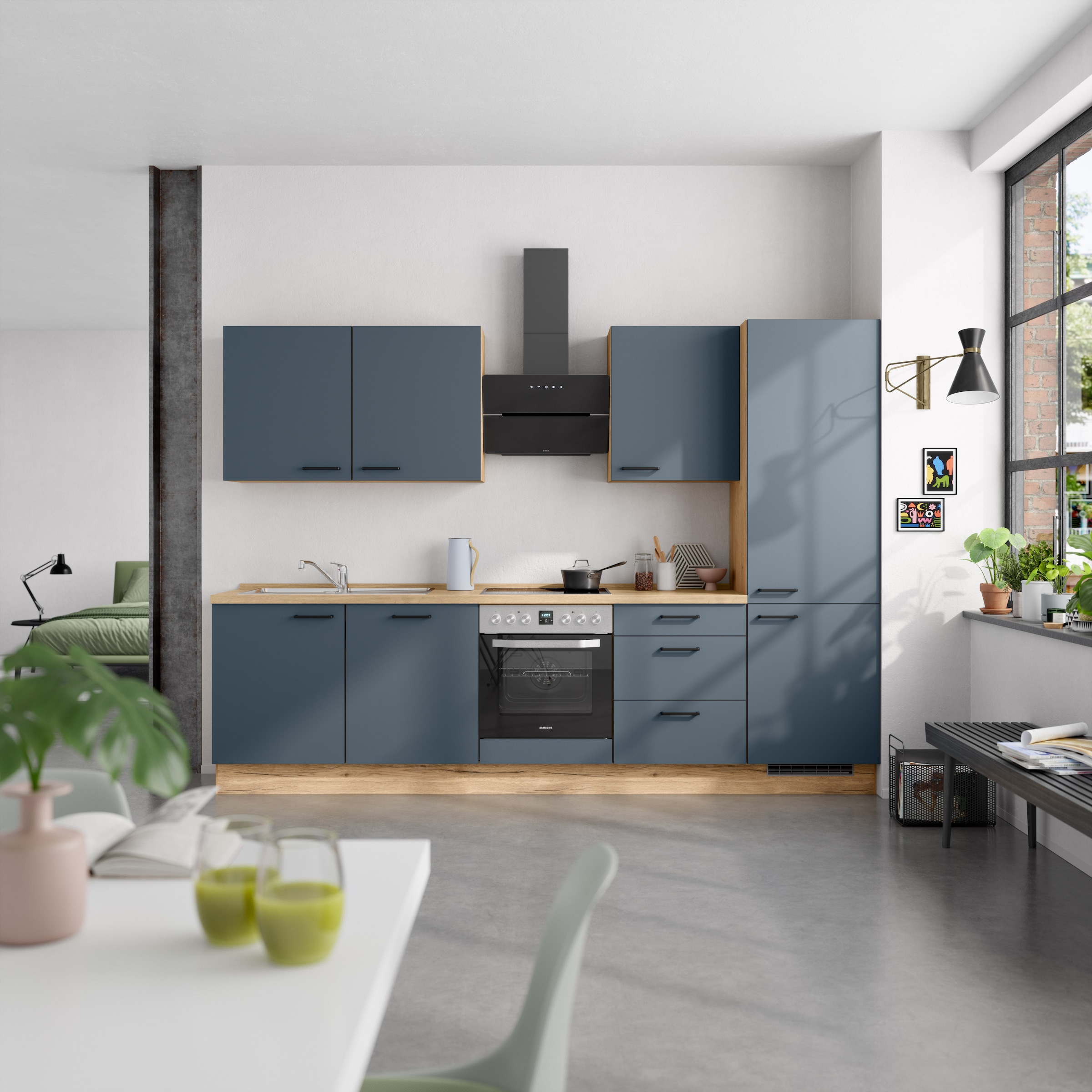 nobilia® Küchenzeile »"Easytouch II"«, vormontiert, Ausrichtung wählbar, Breite 300 cm, wahlw. mit E-Geräten