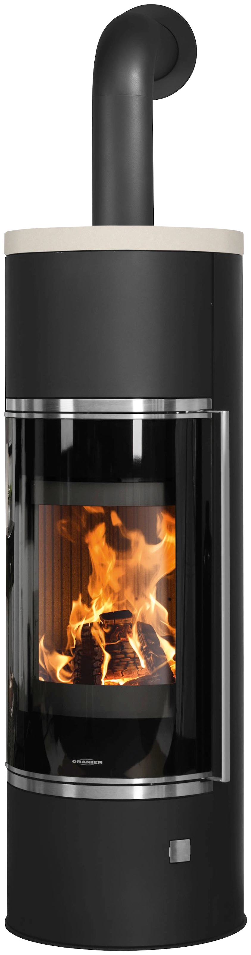ORANIER Kaminofen »Arena Aqua 2.0« 2 Stk. tlg. wasserführend, Abdeckplatte aus Kalkstein, Cream schwarz Massiver Gussboden