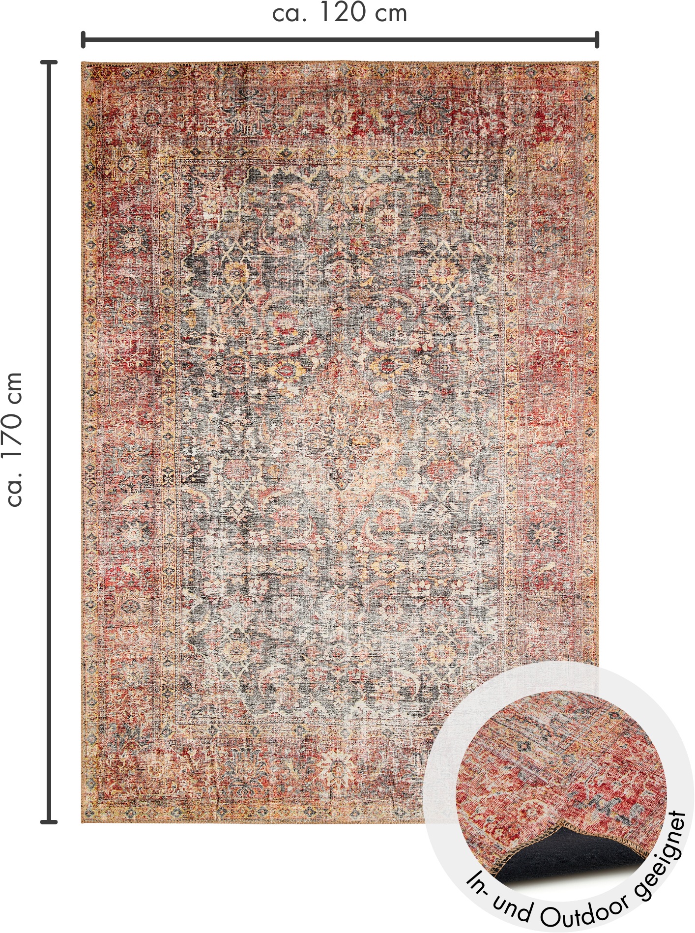 LUXOR living Teppich »Lago«, rechteckig, 6 mm Höhe, faltbarer Teppich, modernes Design, waschbar, In- und Outdoor geeignet