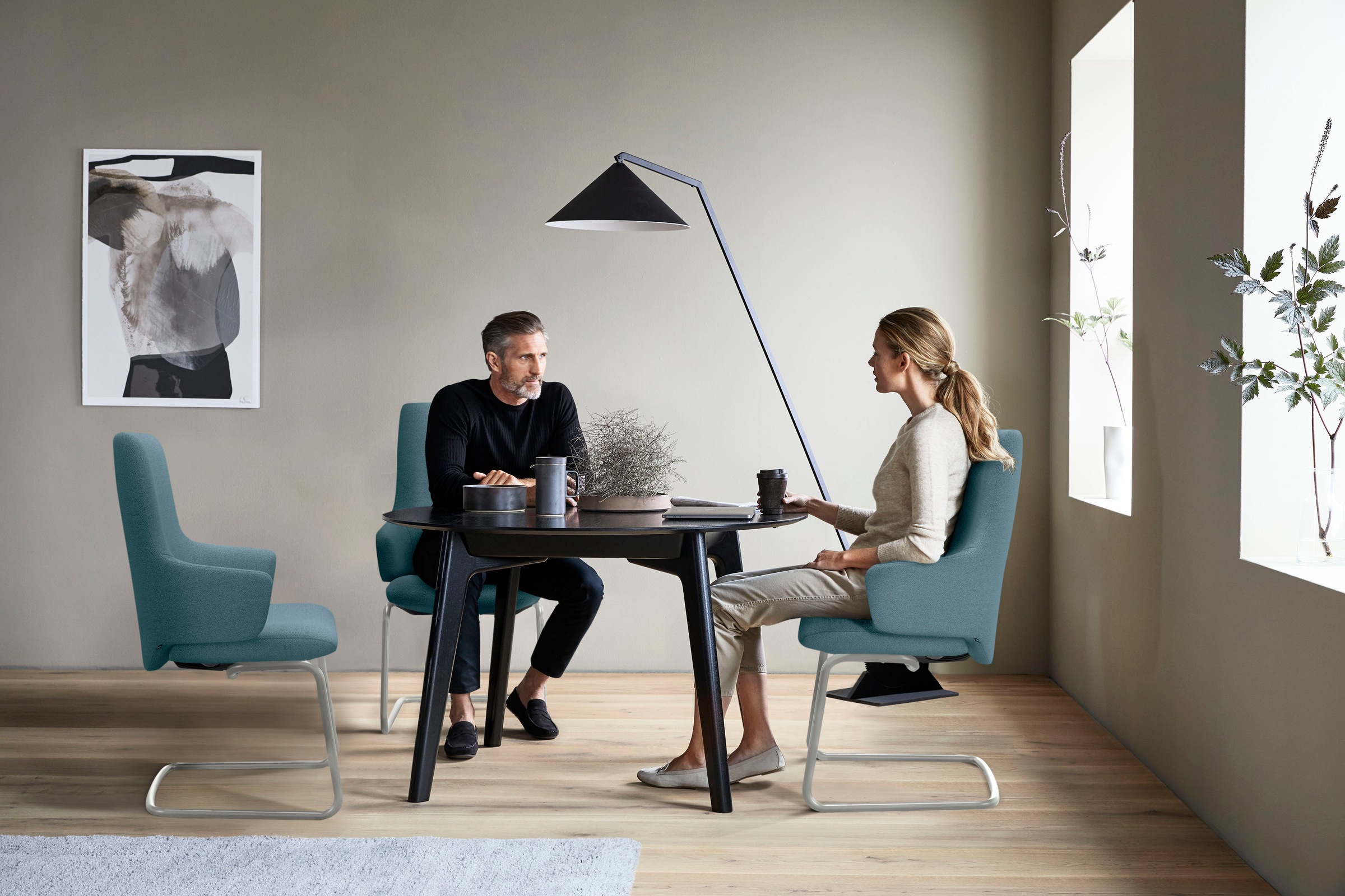 Stressless® Polsterstuhl »Laurel«, ROHLEDER Stoff Q2 FARON, High Back mit Armlehne, Größe L, mit Beinen aus Stahl in Chrom