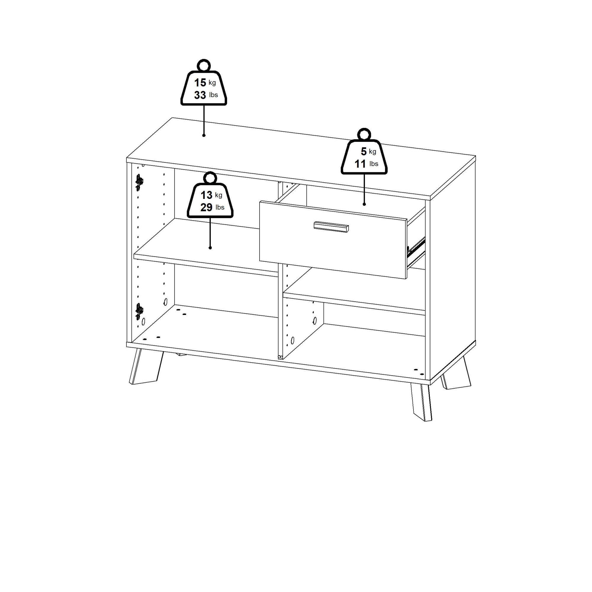 andas Sideboard »Ikast, Stauraum, Schubladenschrank, Aufbewahrung«, 2 Türen und 1 Schublade, Breite 99 cm, Höhe 73 cm