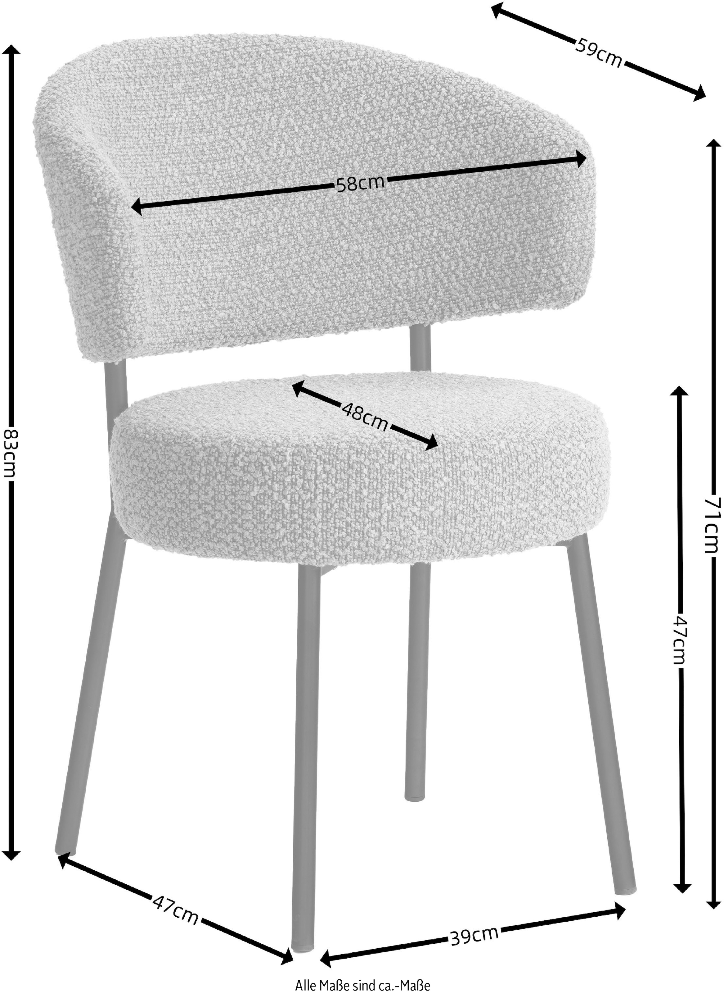 LeGer Home by Lena Gercke Esszimmerstuhl »Sölve«, (Set), 2 St., Boucle Bezugsstoff, Metallgestell, Sitztiefe 48 cm