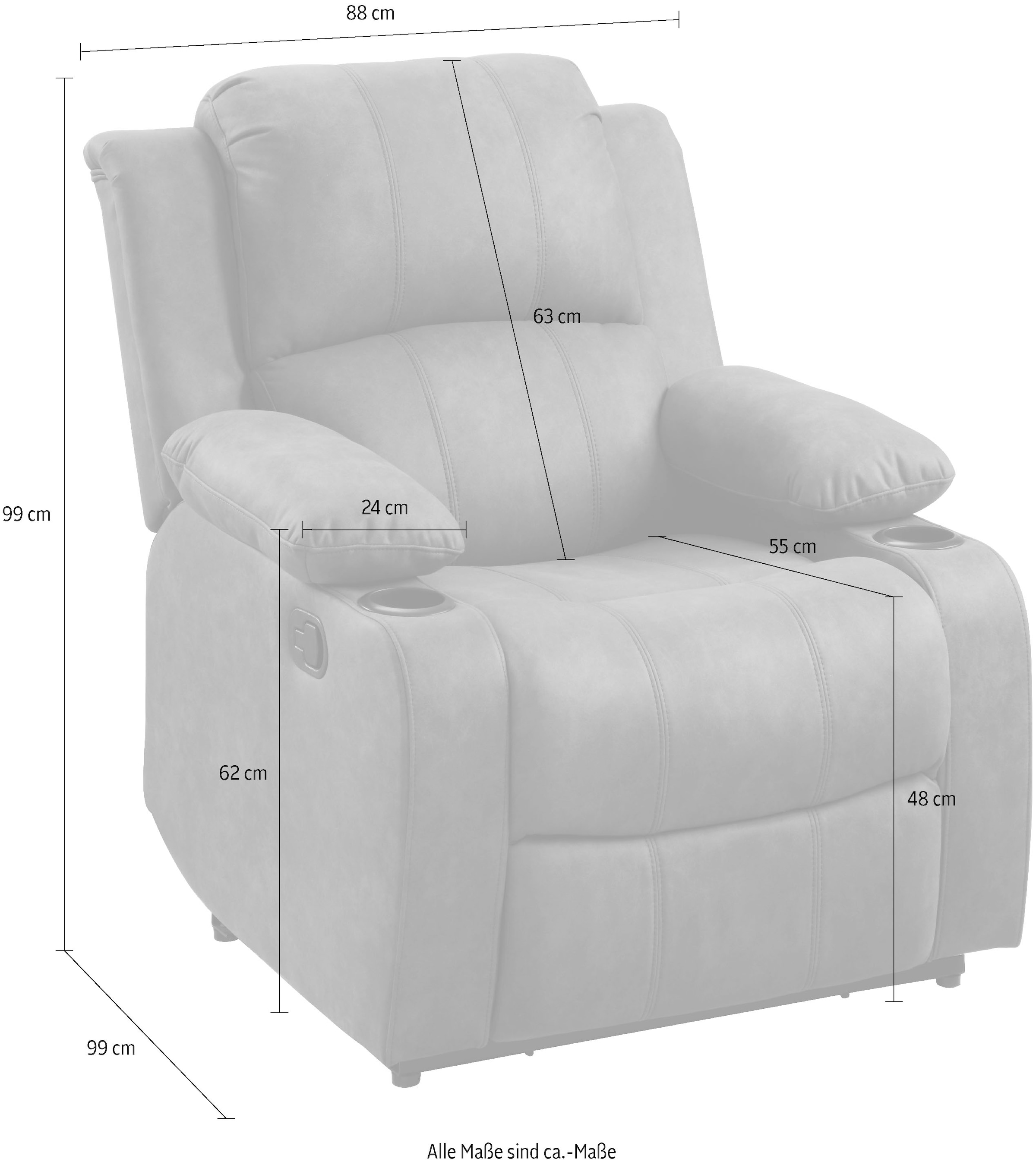 ATLANTIC home collection Relaxsessel, mit Relaxfunktion, Federkern und Getränkehalter