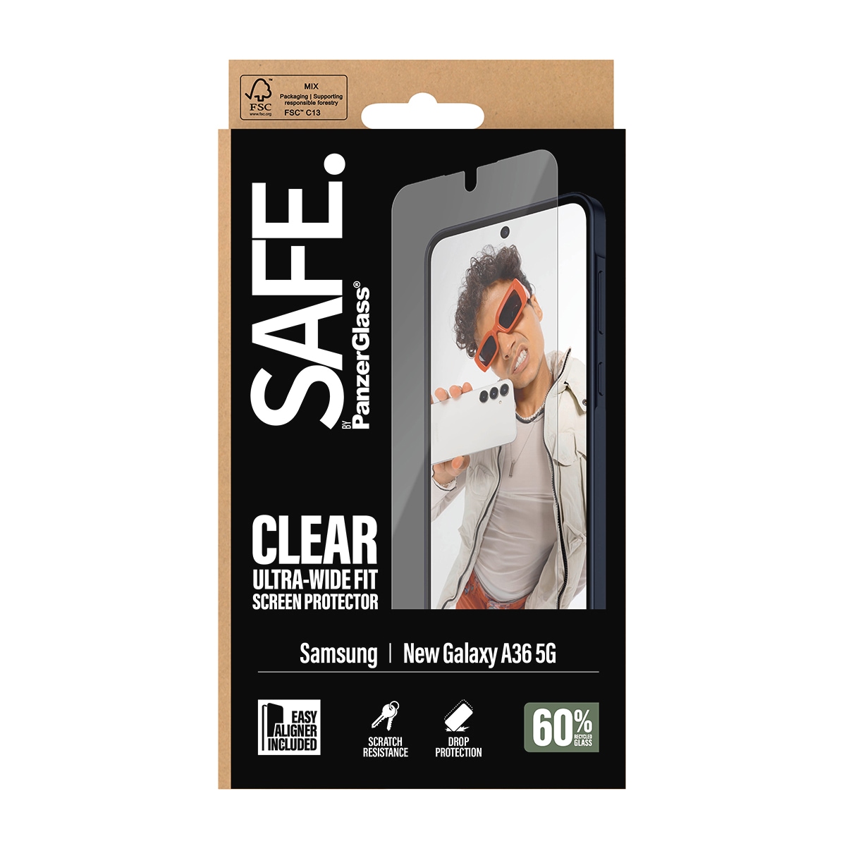 SAFE by PanzerGlass Displayschutzglas »Ultra-Wide Fit Screen Protector mit EasyAligner« für Samsung Galaxy A37 Displayschutzfolie, Schutzfolie, Bildschirmschutz, kratz- & stoßfest